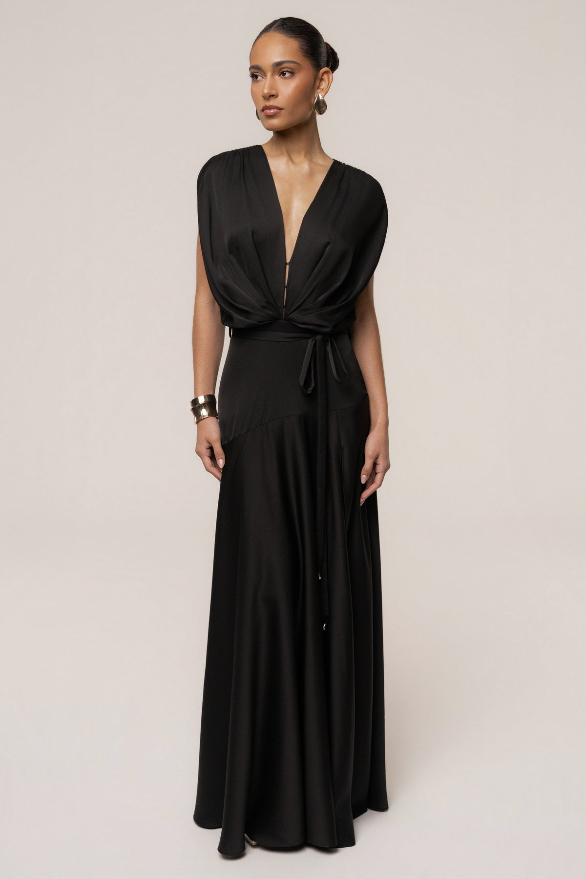 Black Amalia Satin Maxi Dress