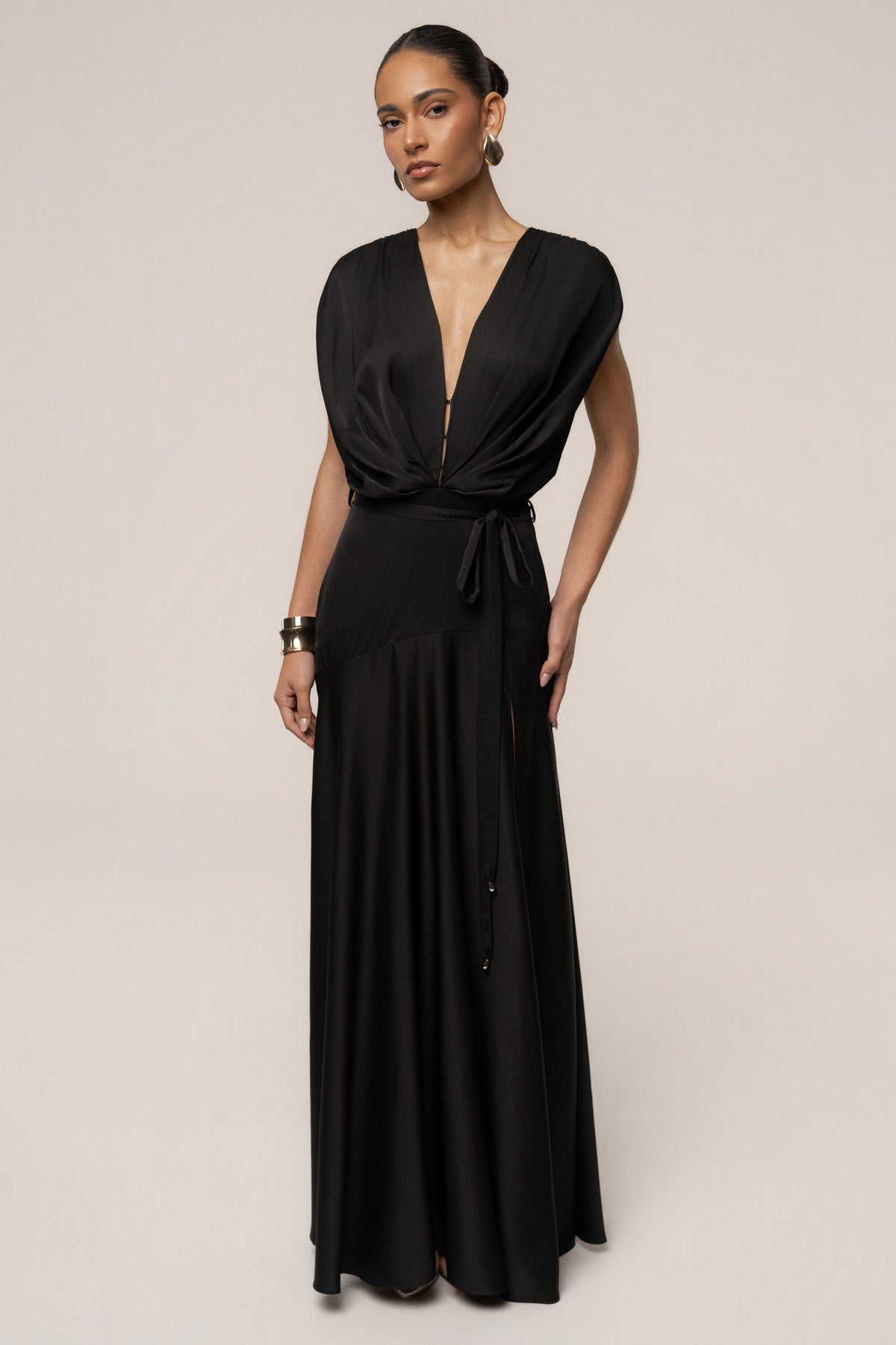 Black Amalia Satin Maxi Dress