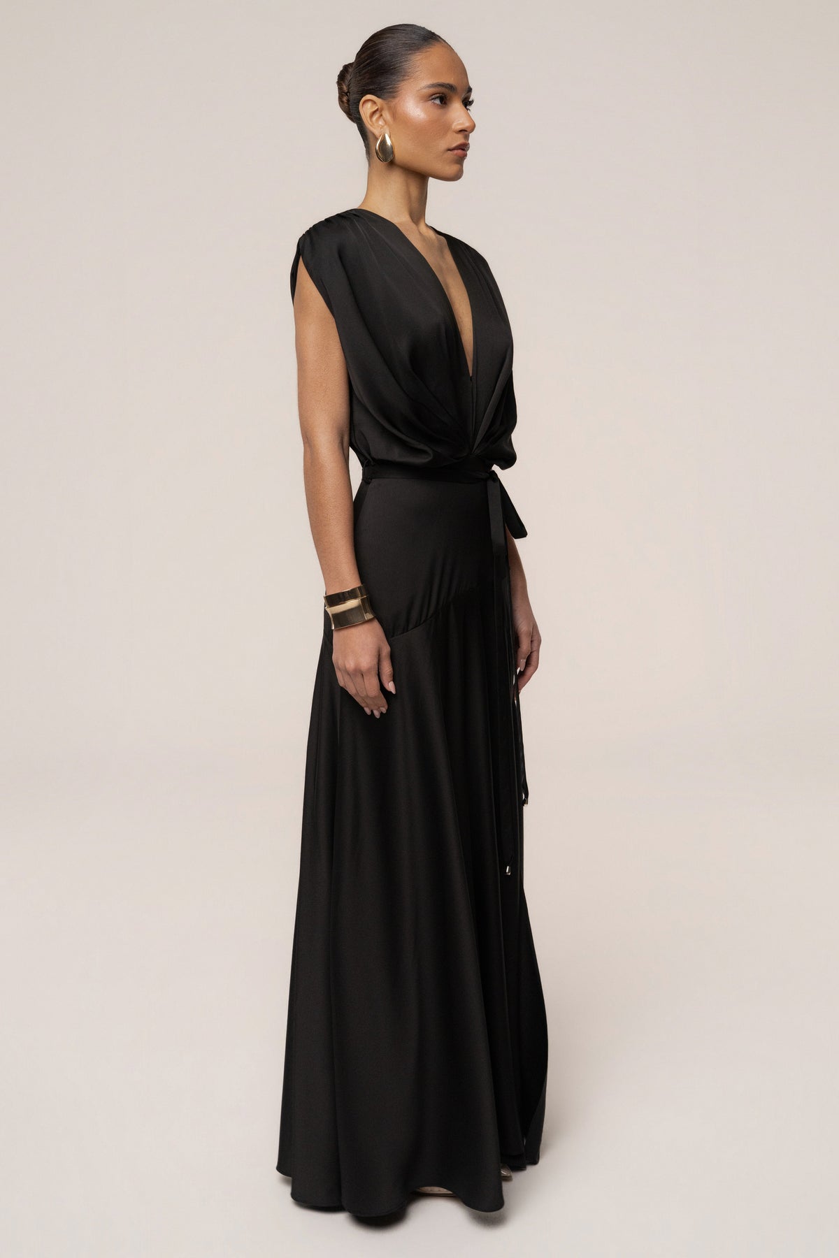 Black Amalia Satin Maxi Dress