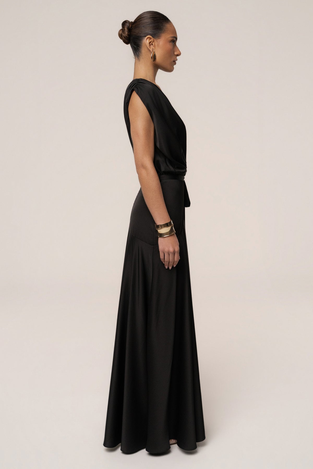 Black Amalia Satin Maxi Dress