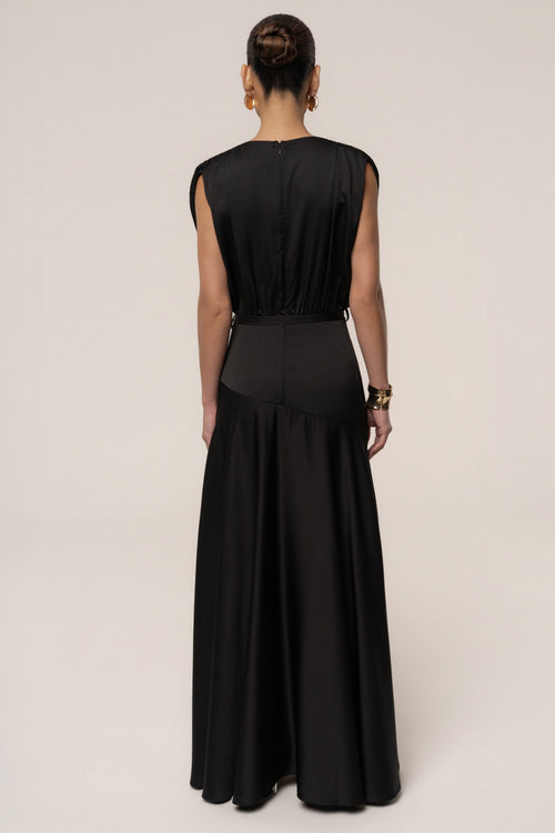 Black Amalia Satin Maxi Dress
