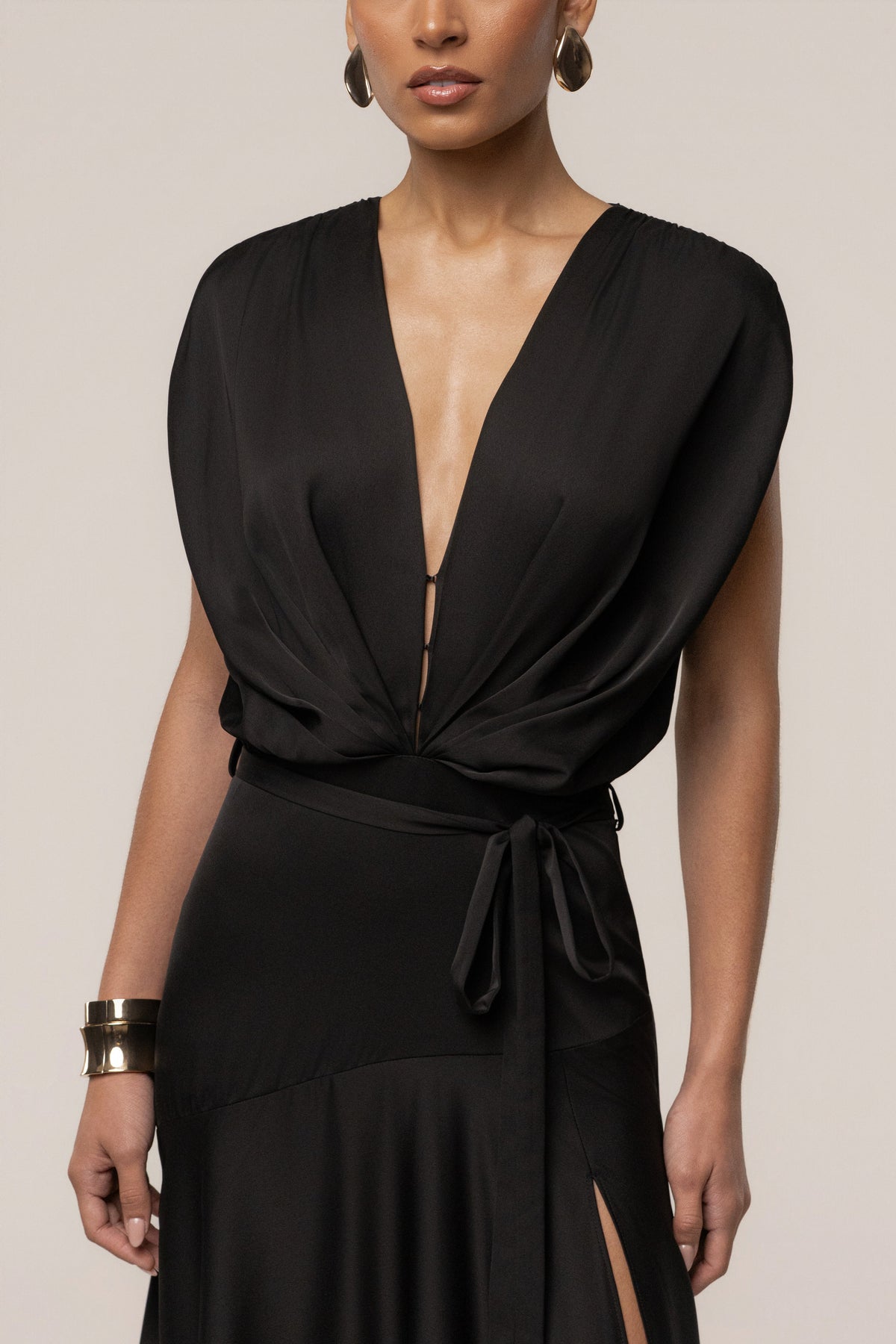 Black Amalia Satin Maxi Dress