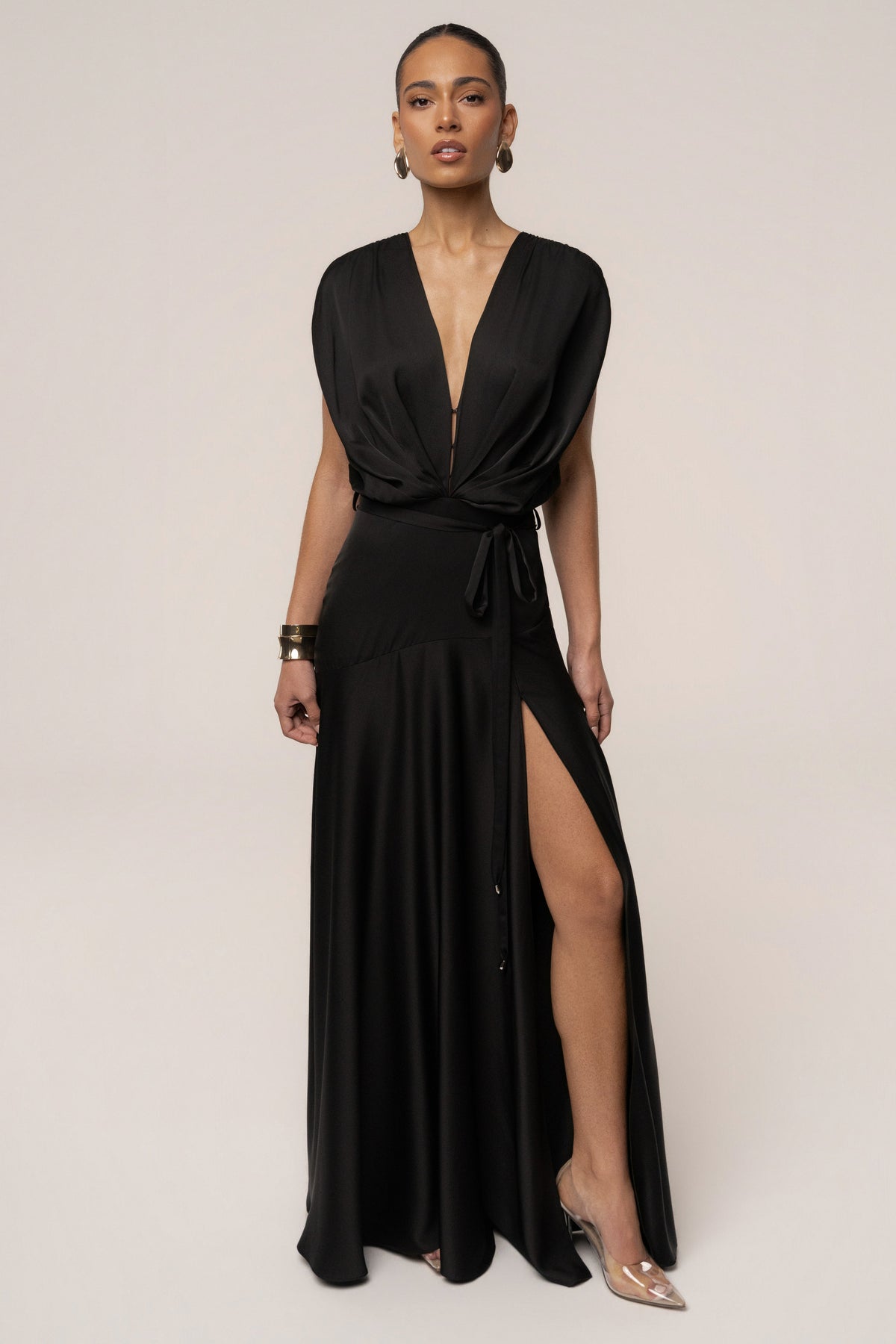 Black Amalia Satin Maxi Dress