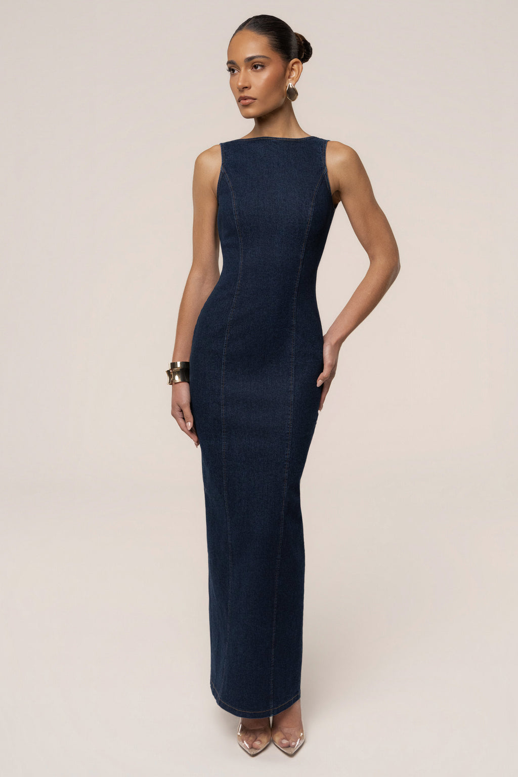 Dark Denim Sculpt Maxi Dress