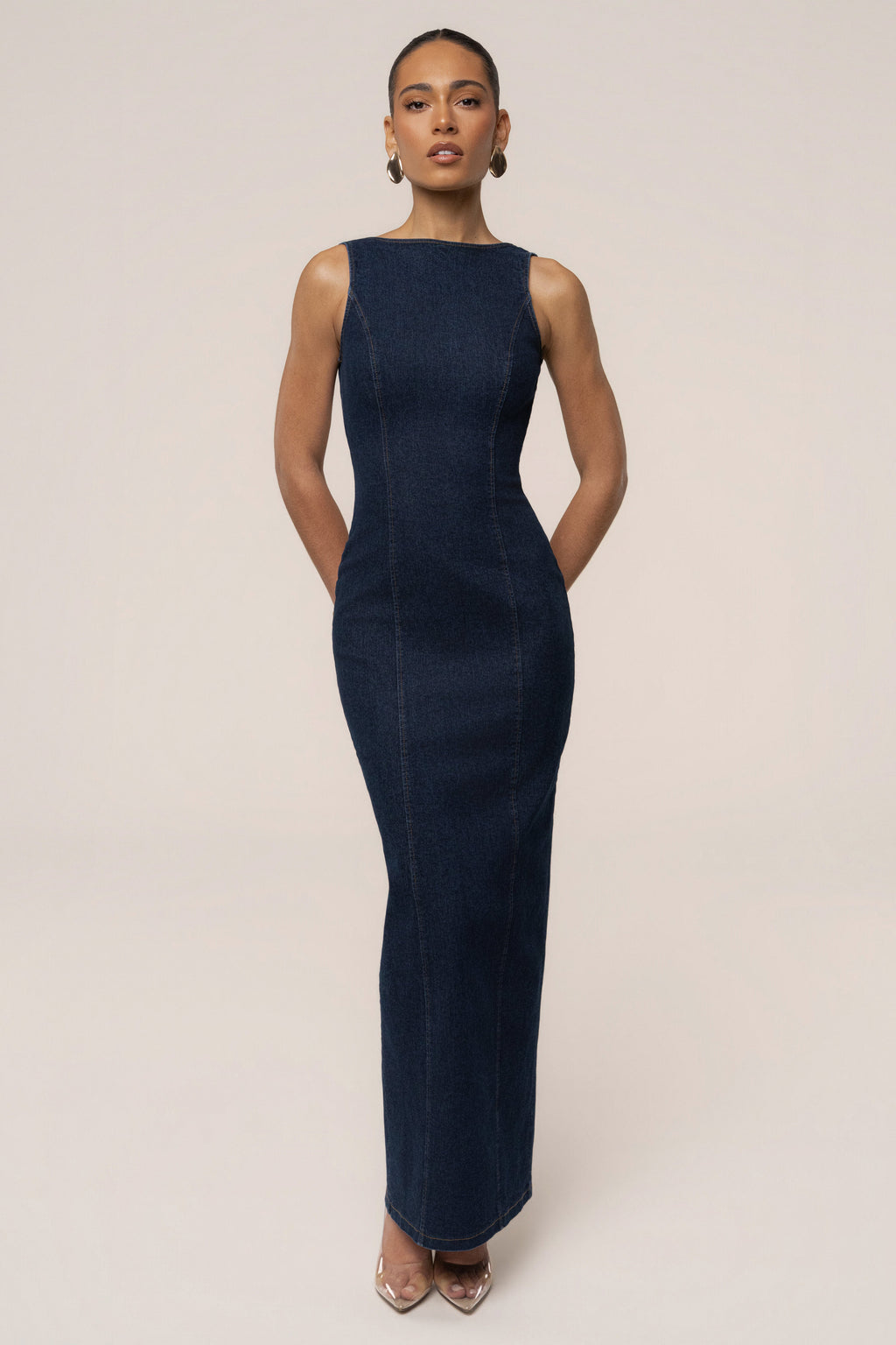 Dark Denim Sculpt Maxi Dress