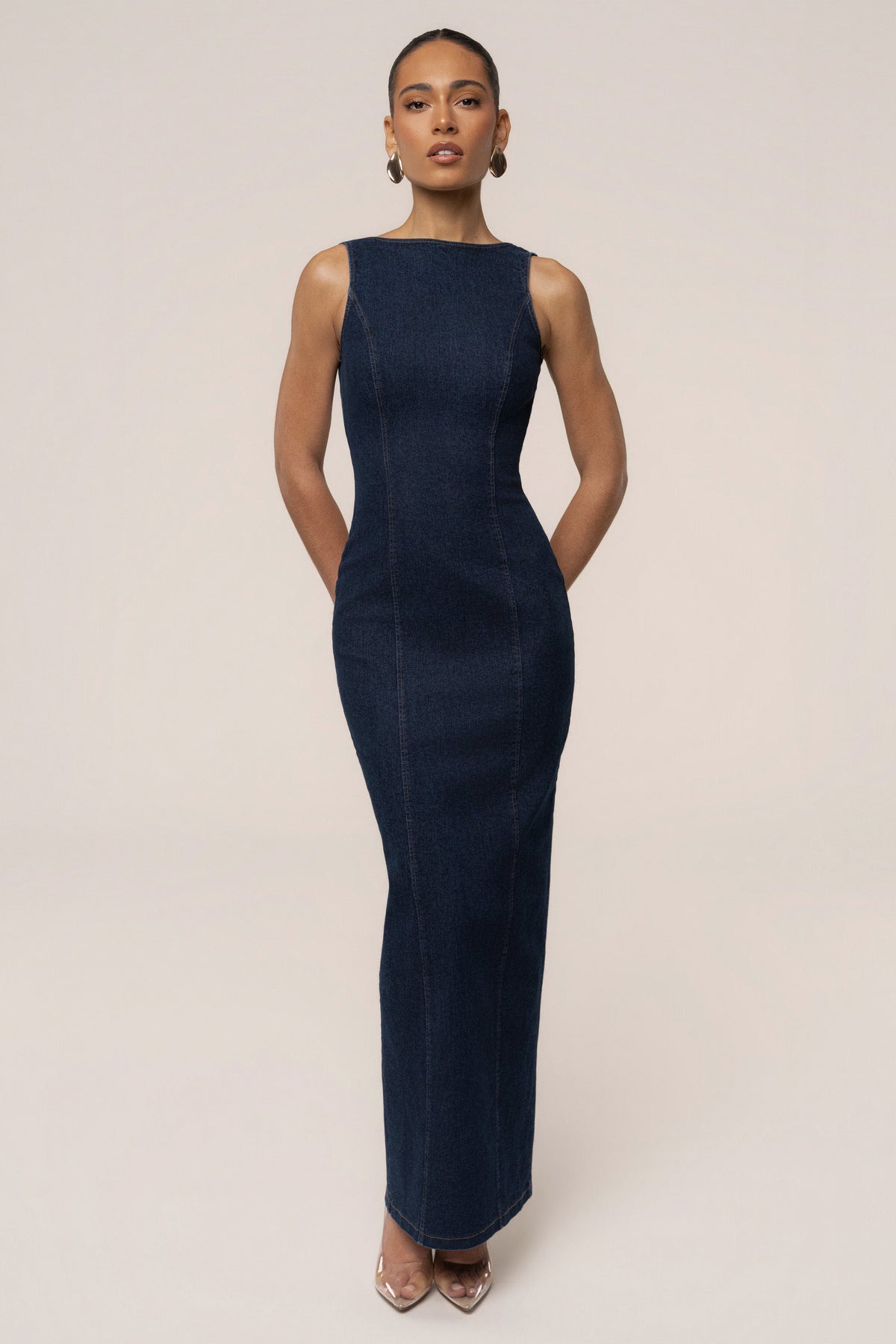 Dark Denim Sculpt Maxi Dress