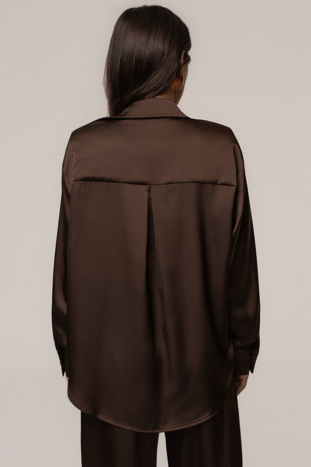 Chocolate Island Ease Collared Satin Top