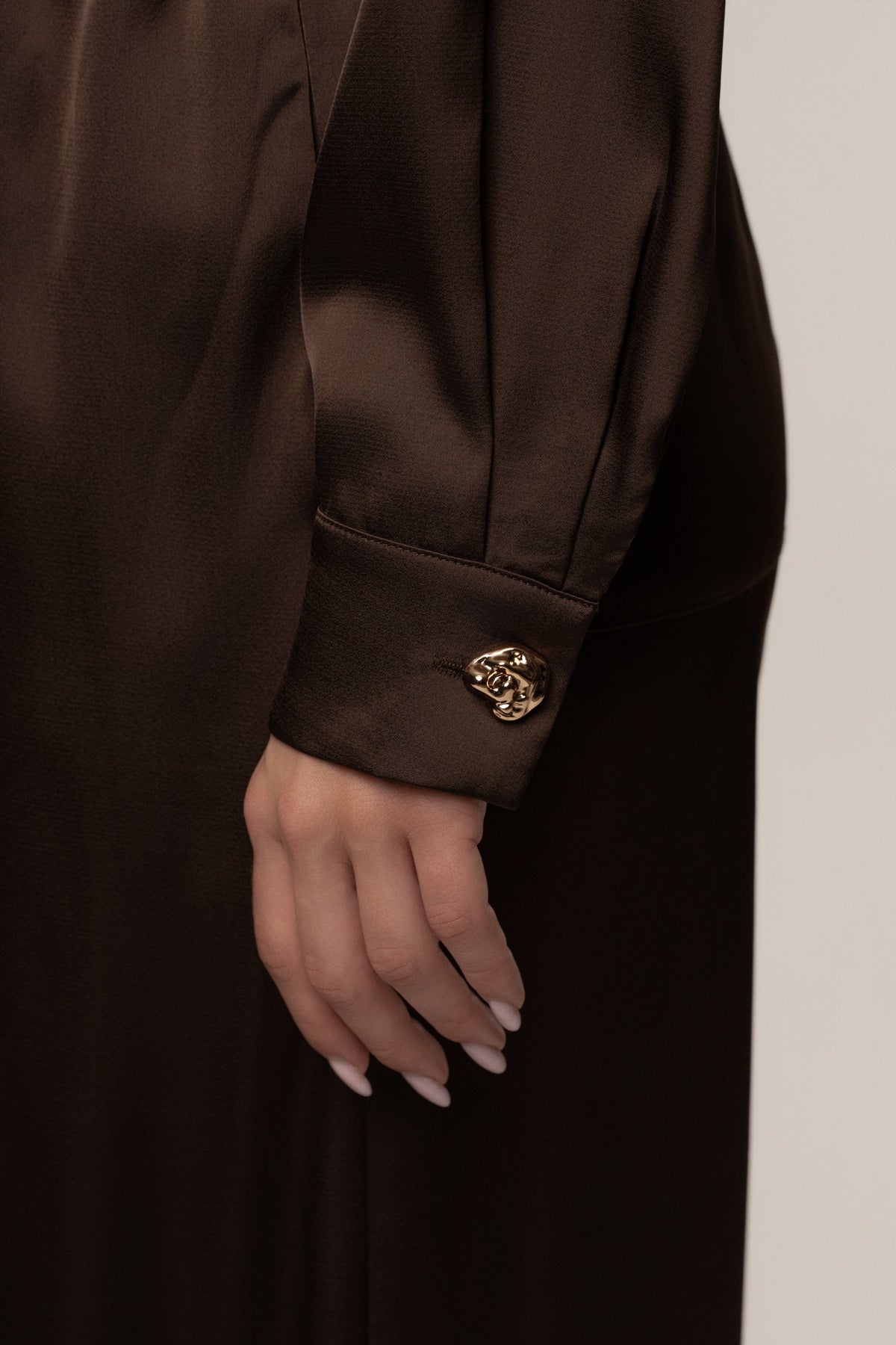 Chocolate Island Ease Collared Satin Top