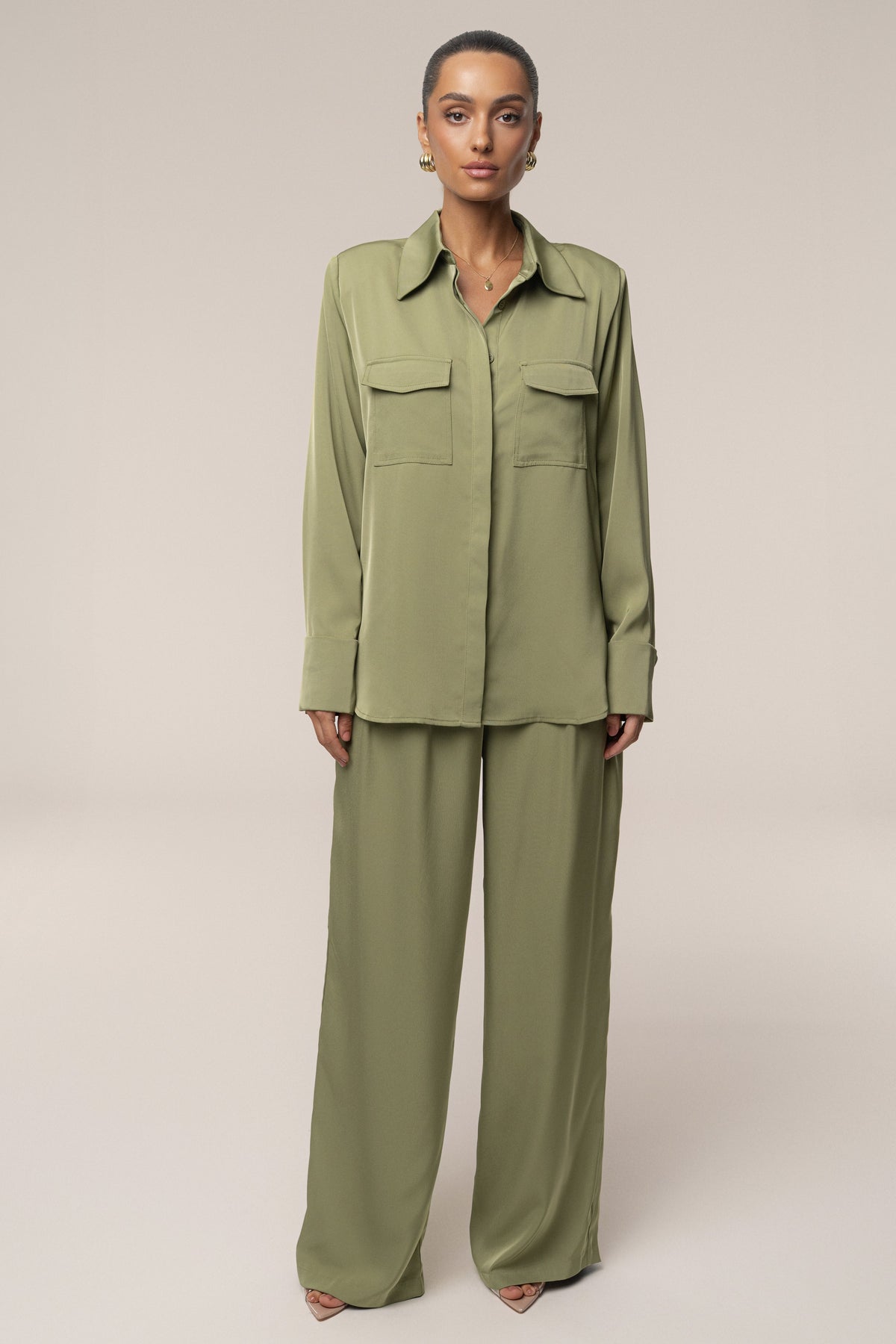 Olive Misty Button Up