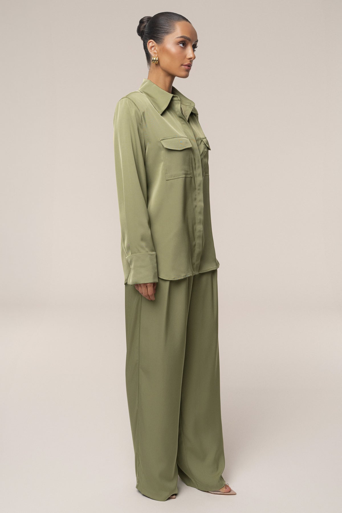 Olive Misty Button Up