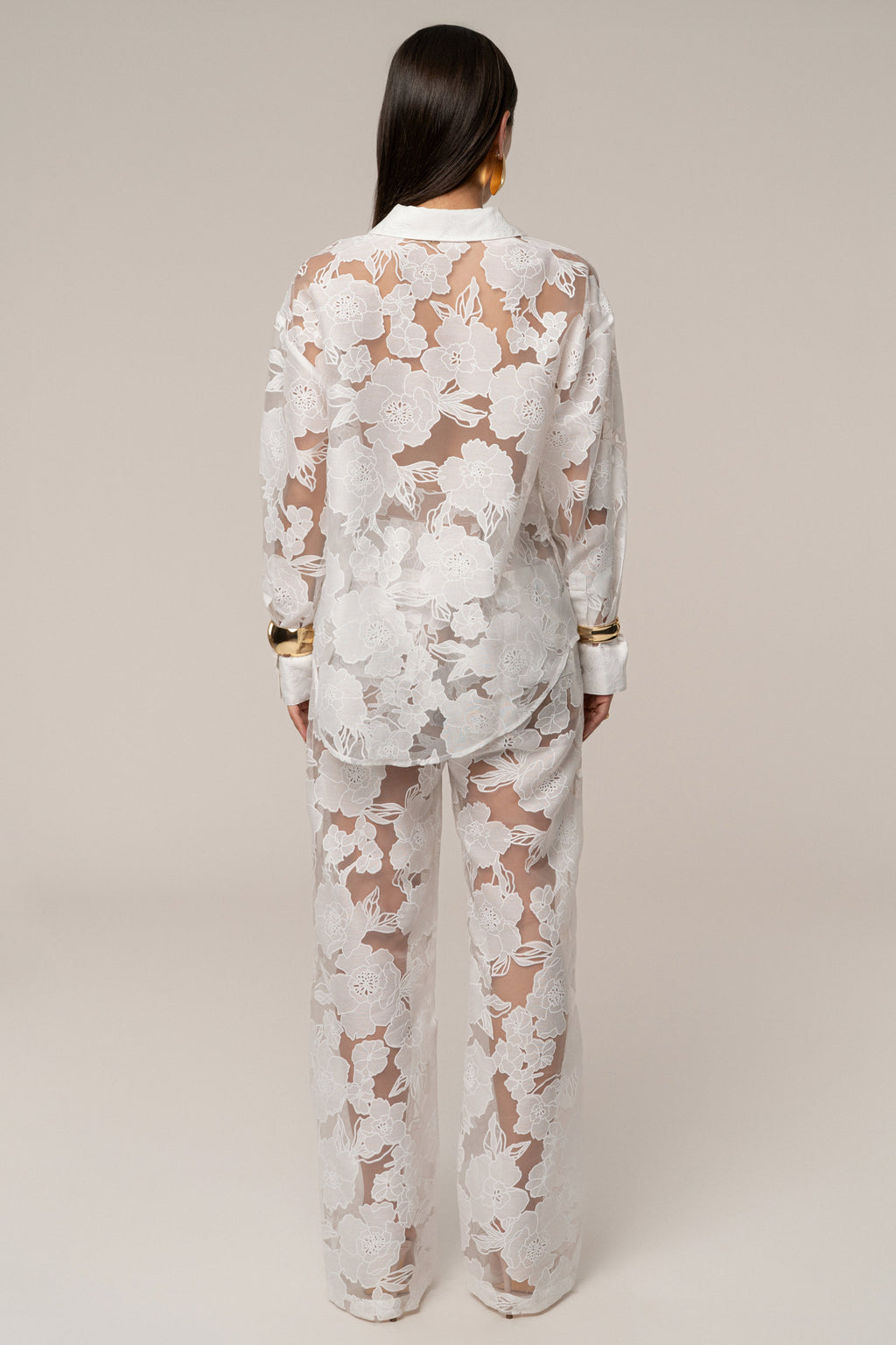 Ivory Organza Floral Blouse