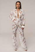 Ivory Organza Floral Pant