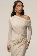 Ivory Textured One Shoulder Bodysuit