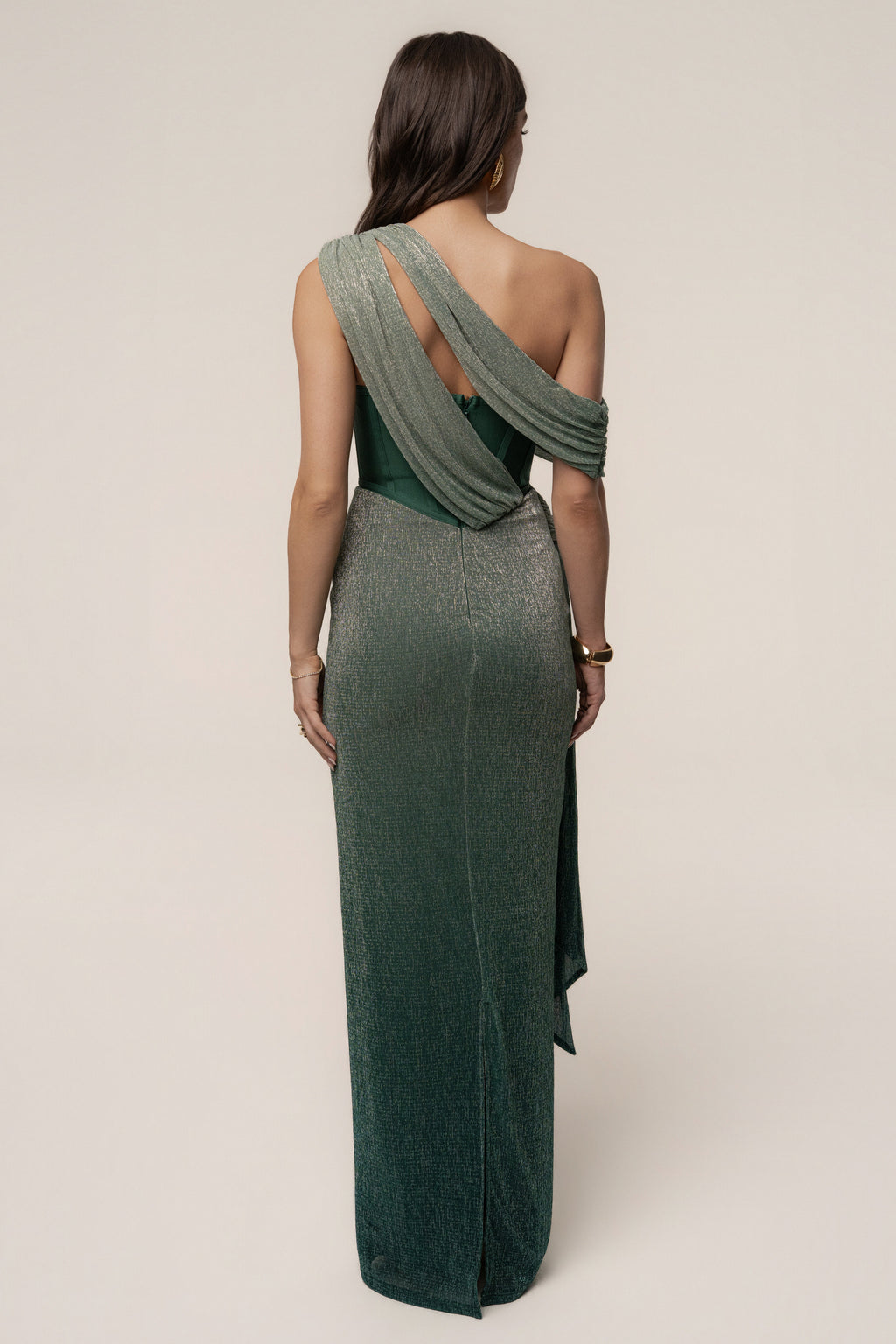 Green Celestina Draped Maxi Dress