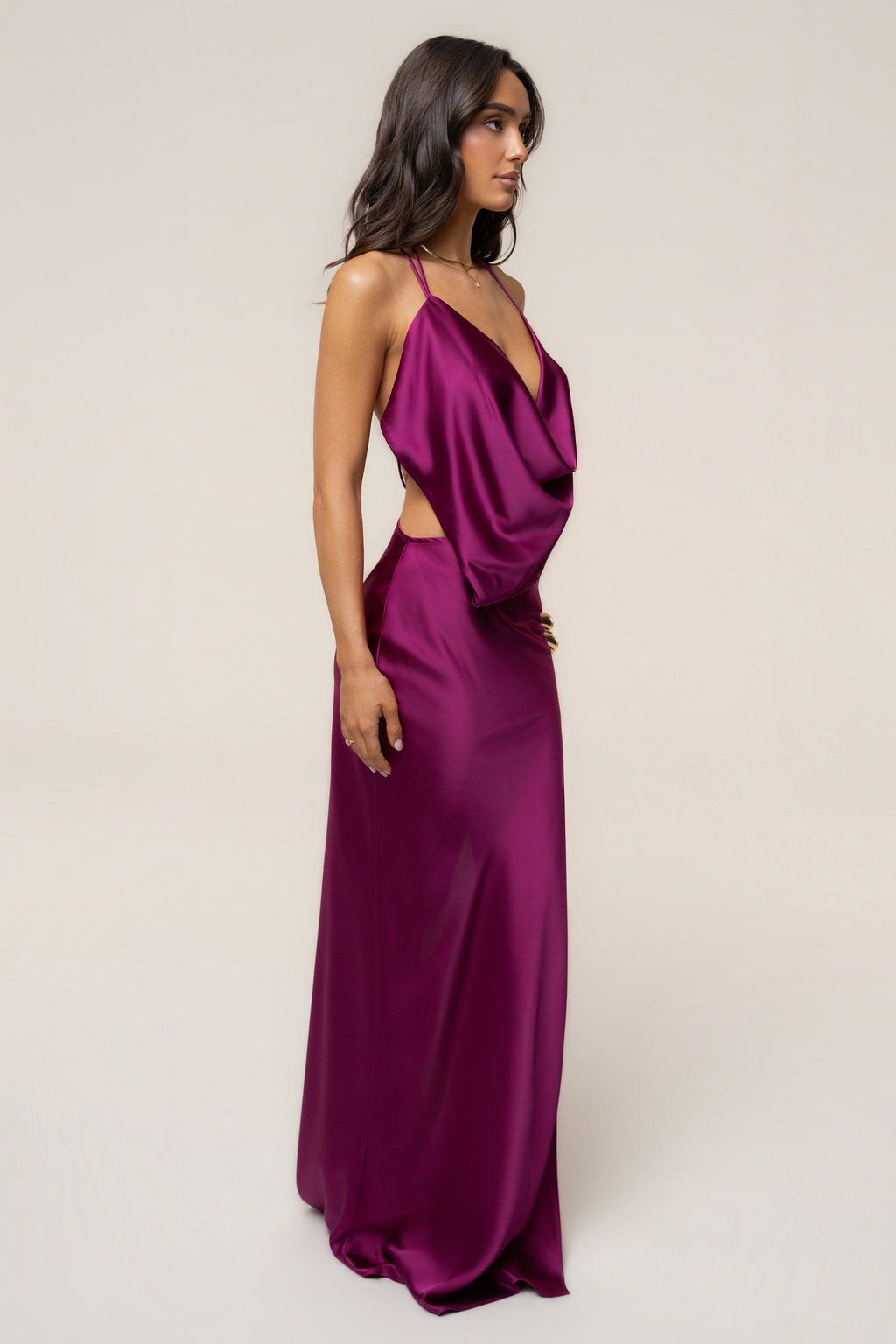 Fuchsia Delmara Cowl Maxi Dress