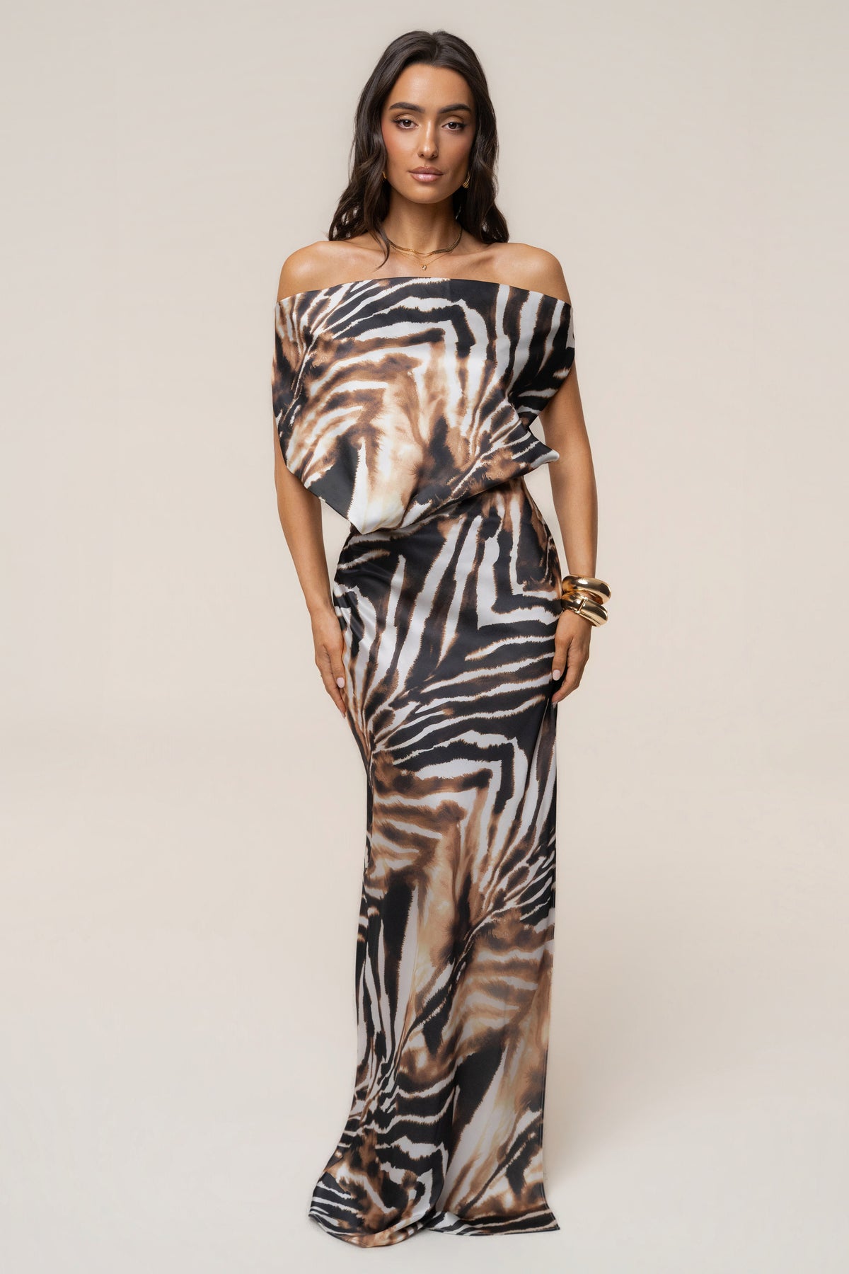 Zebra Delmara Cowl Maxi Dress
