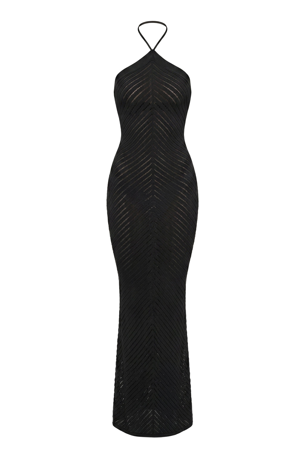 Black Late Hour Halter Maxi Dress