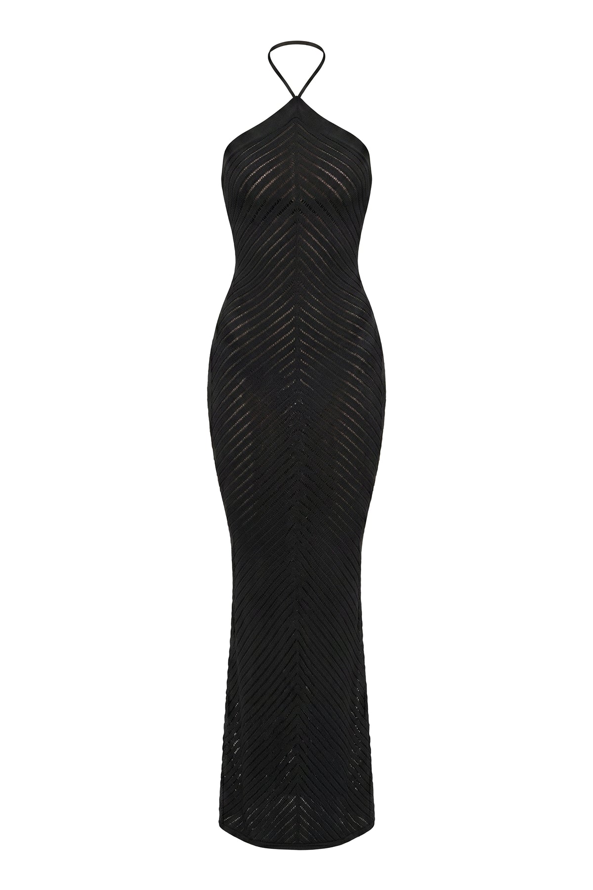 Black Late Hour Halter Maxi Dress