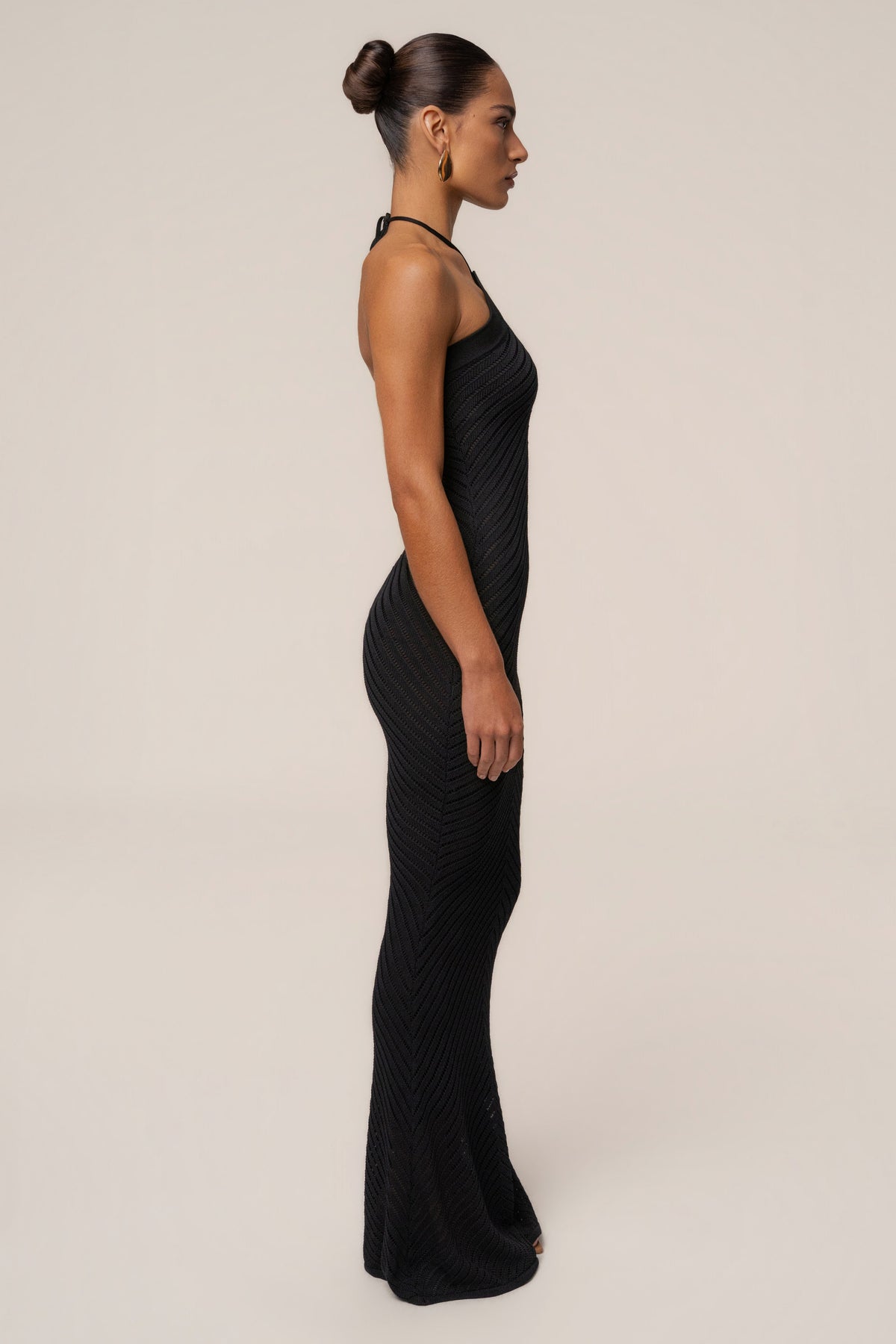 Black Late Hour Halter Maxi Dress