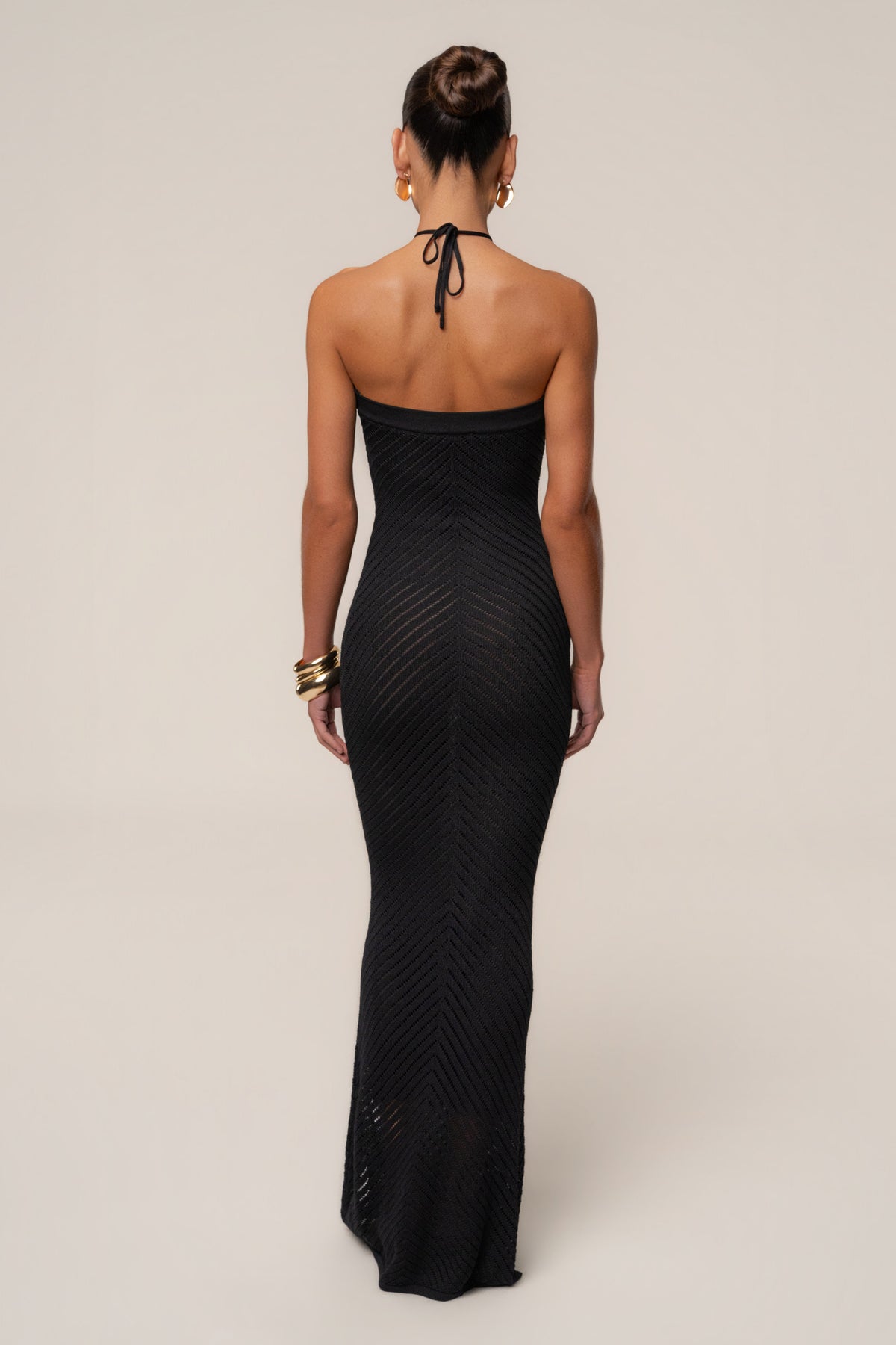 Black Late Hour Halter Maxi Dress