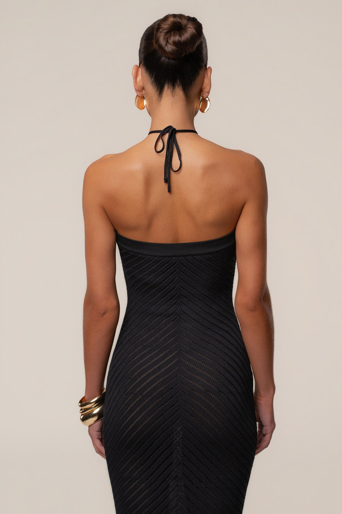 Black Late Hour Halter Maxi Dress