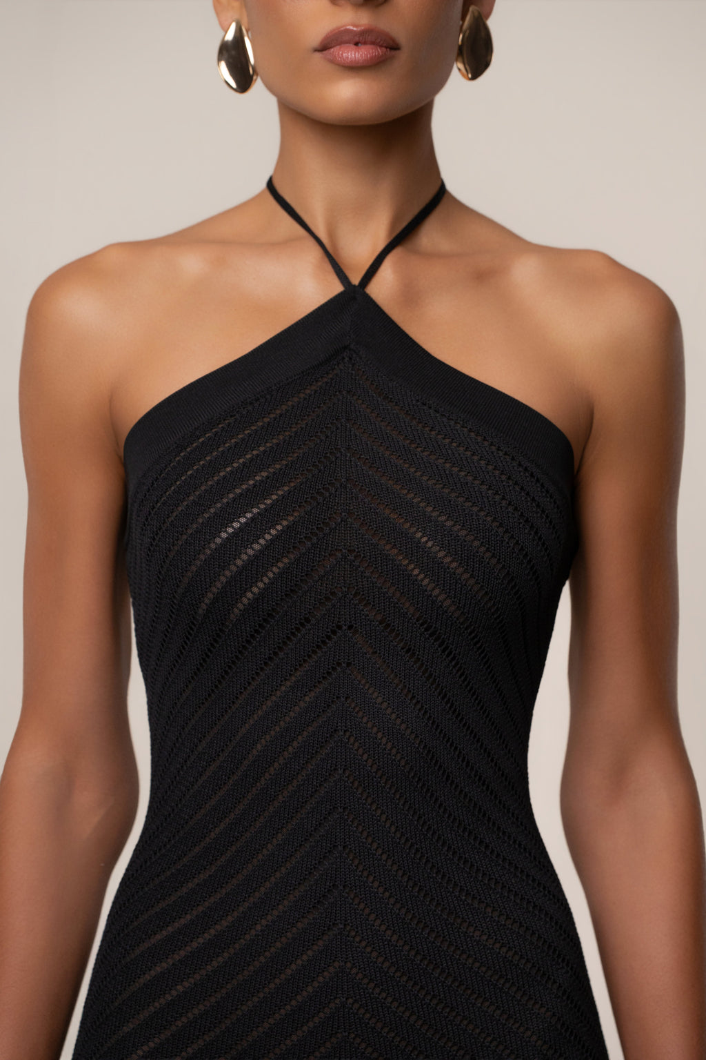 Black Late Hour Halter Maxi Dress