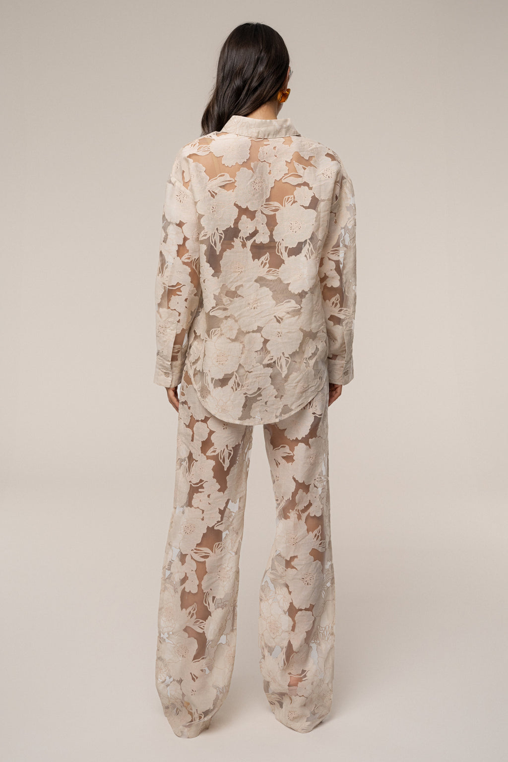 Beige Organza Floral Blouse