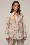 Beige Organza Floral Blouse