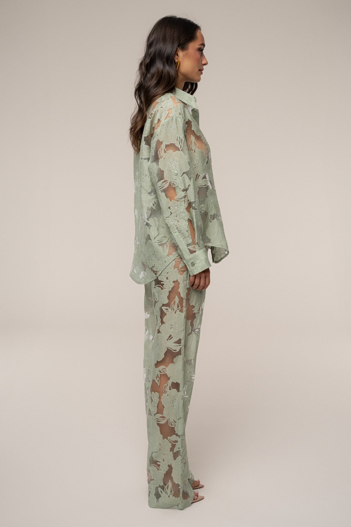Sage Organza Floral Pant