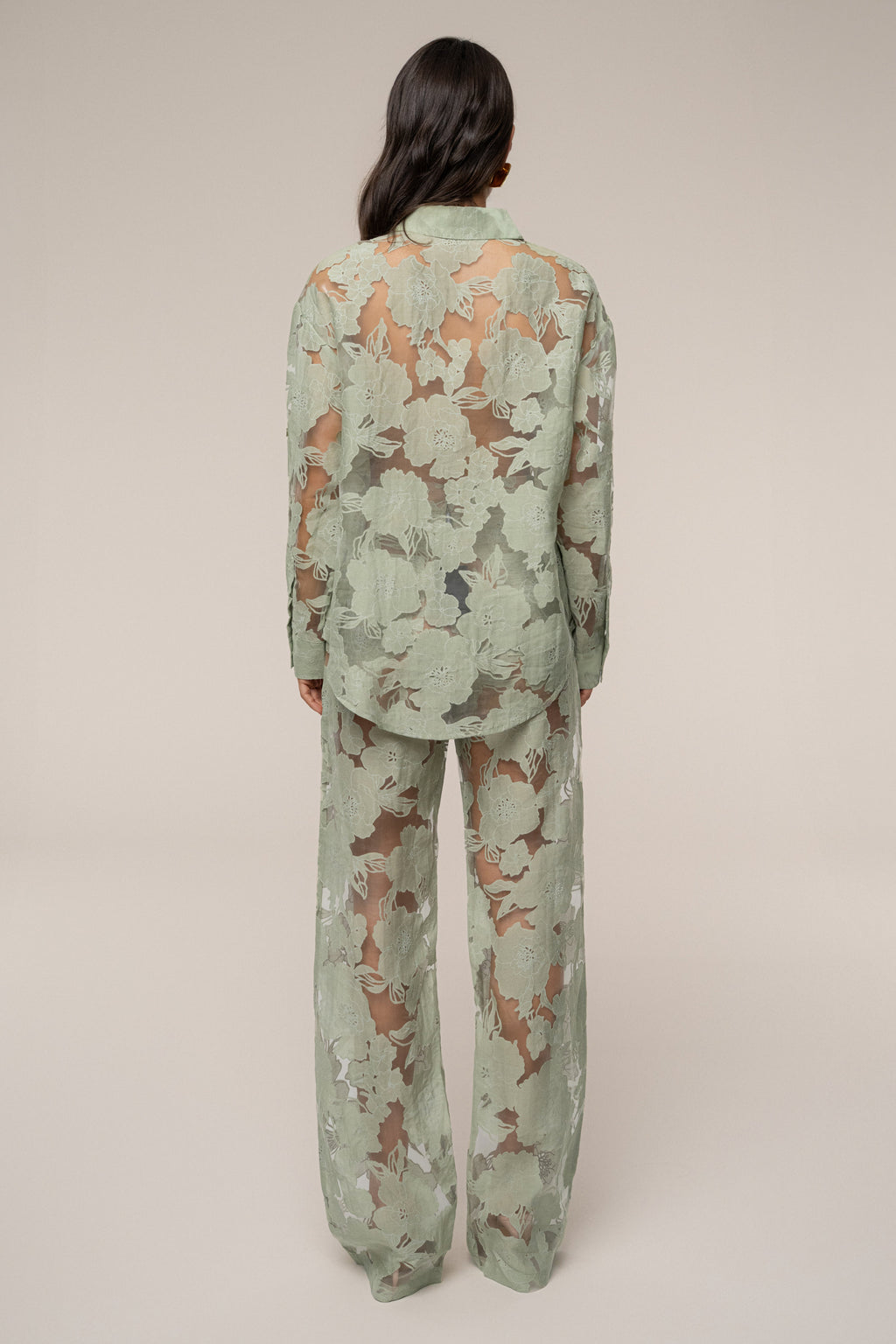 Sage Organza Floral Pant