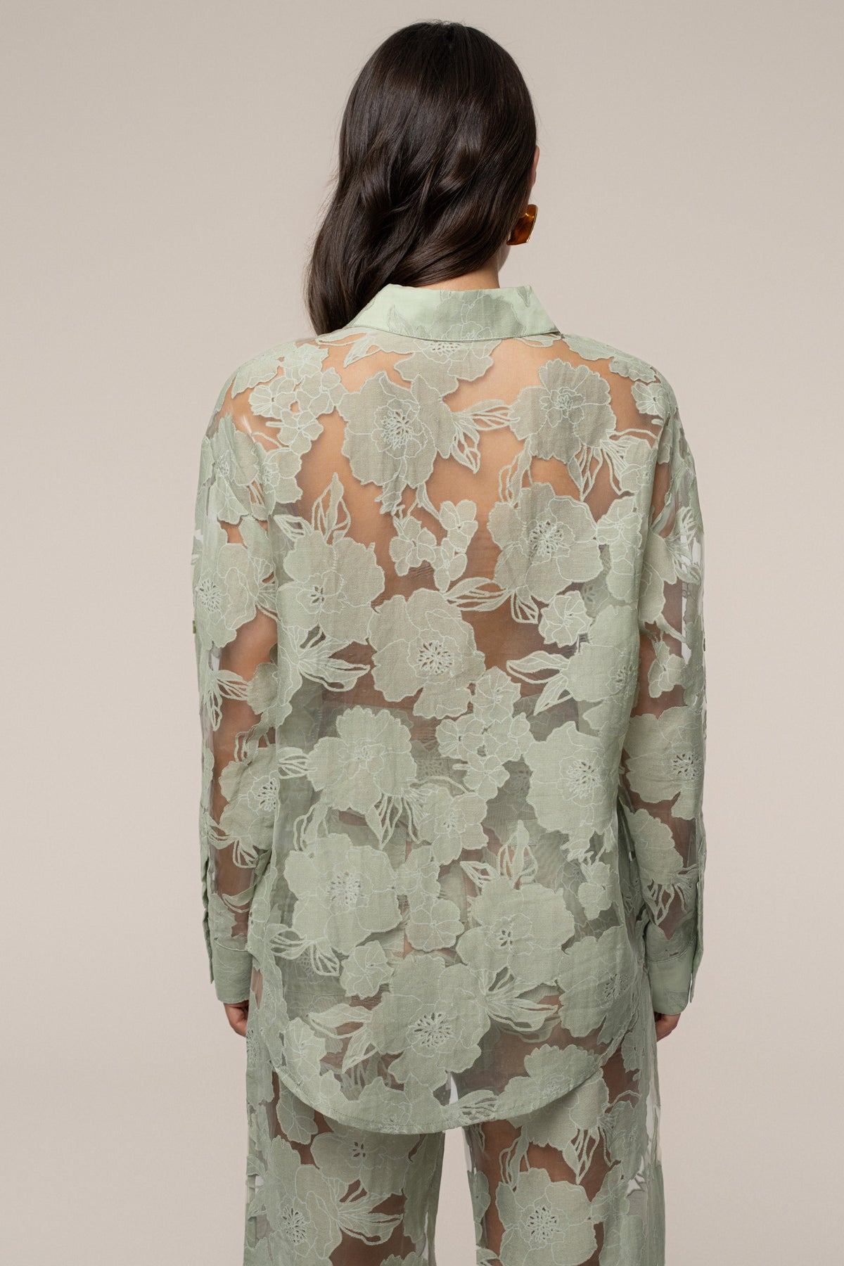 Sage Organza Floral Blouse