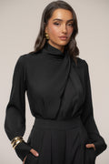 Black Alexa Satin Blouse