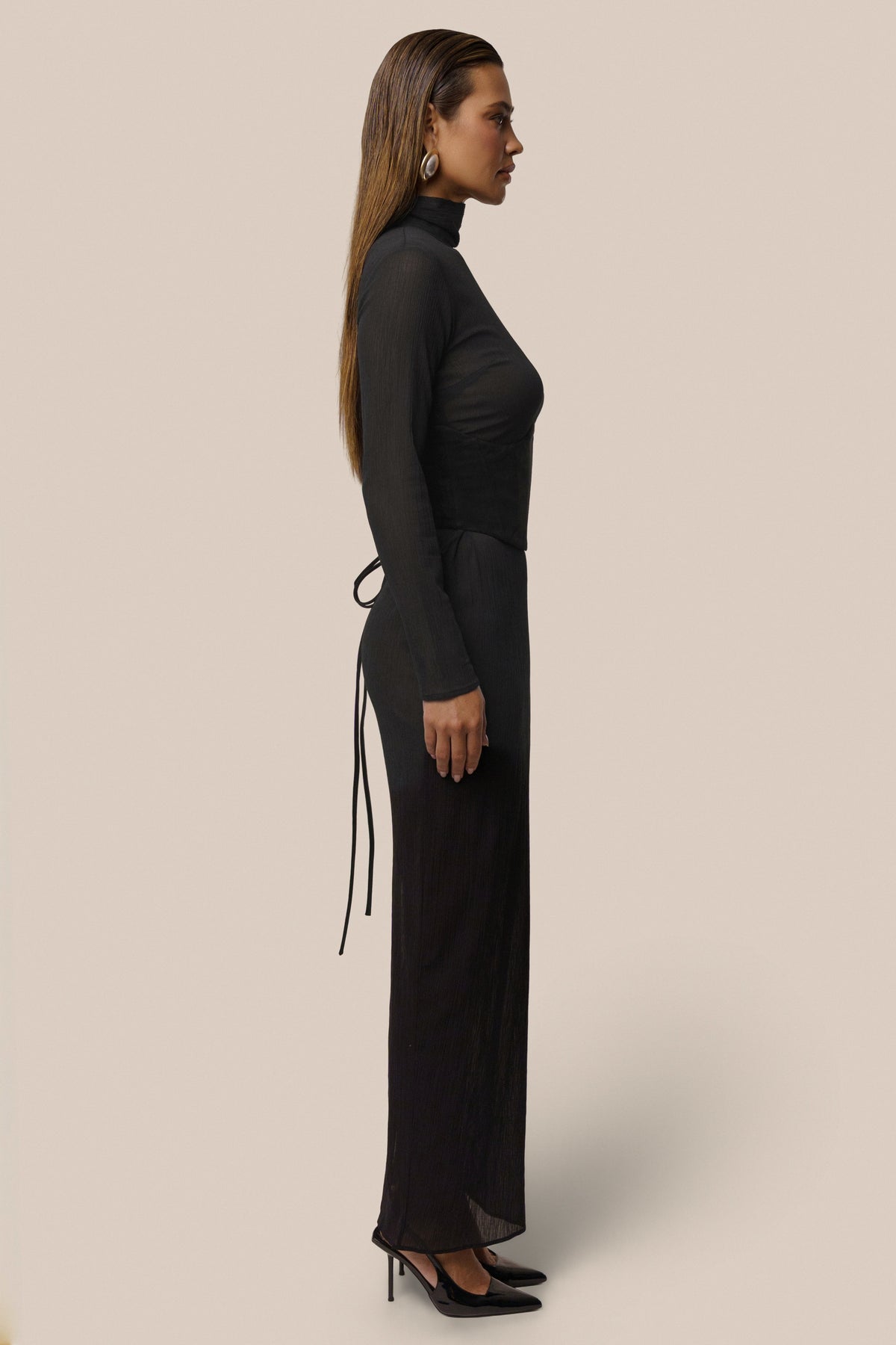 Black Hourglass Suede Maxi Dress