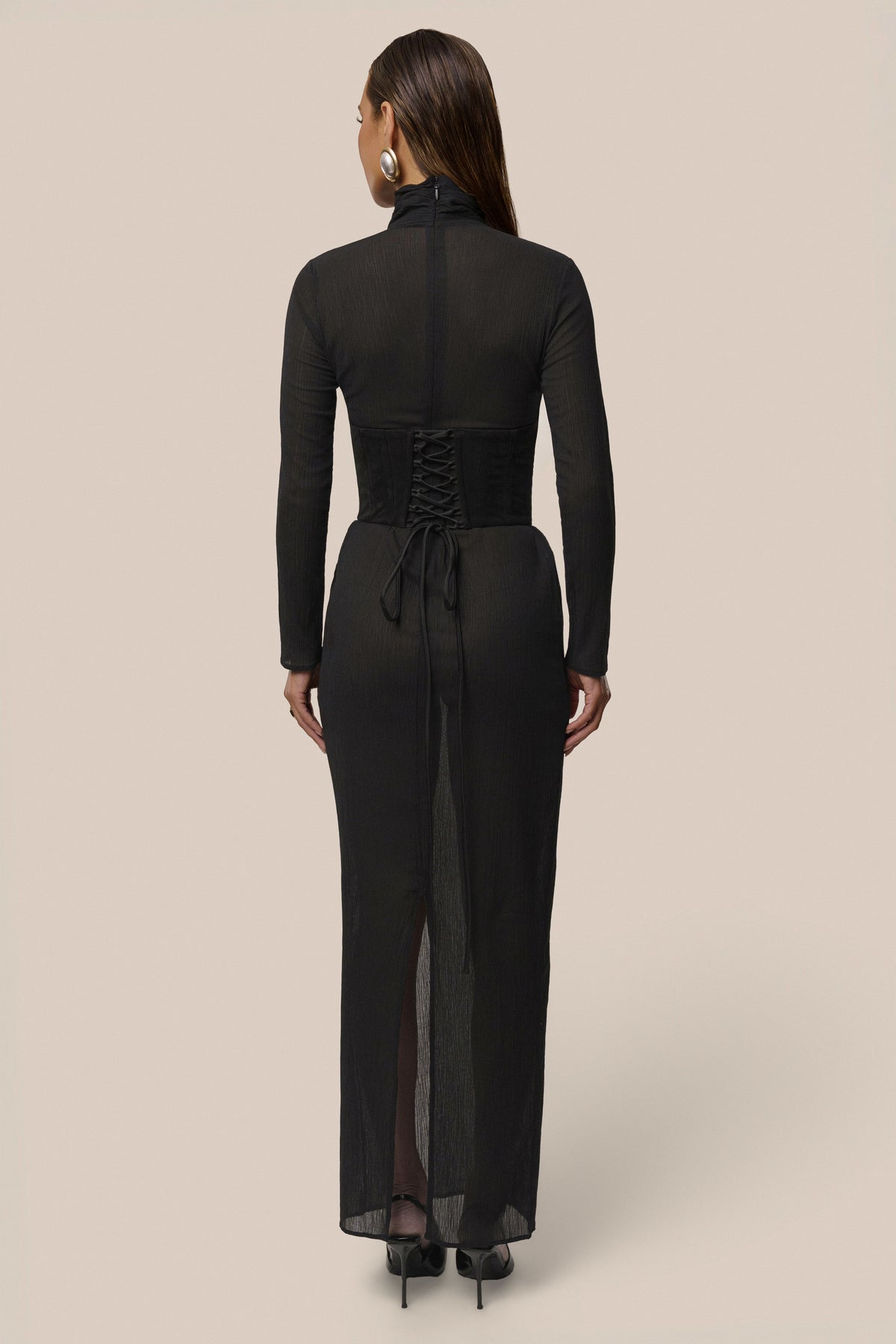 Black Hourglass Suede Maxi Dress