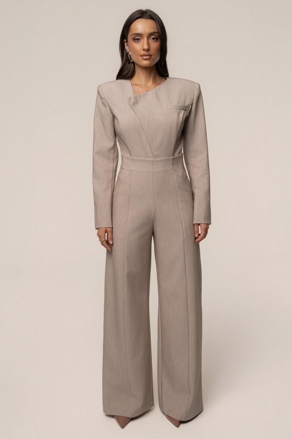 Heather Beige Power Move High Waist Trouser