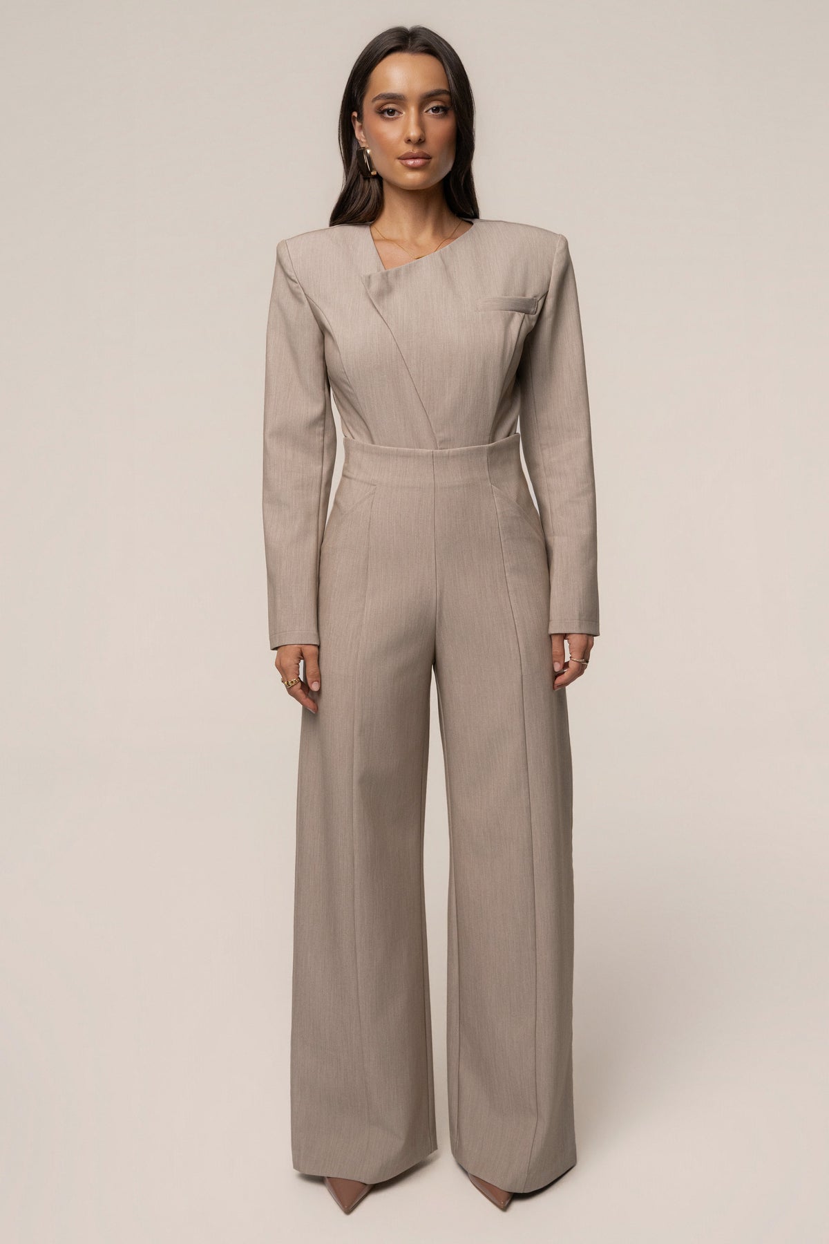 Heather Beige Power Move High Waist Trouser