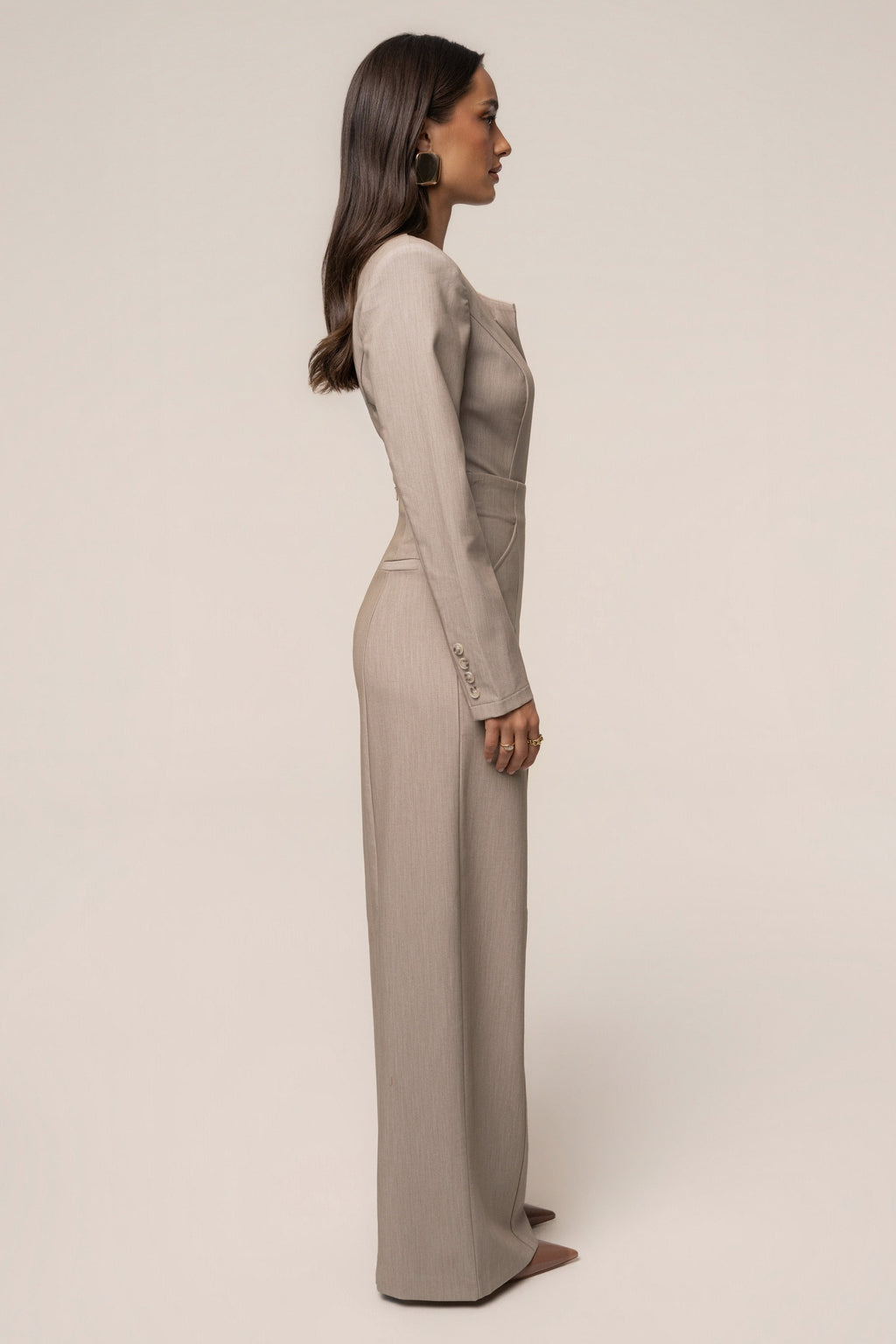 Heather Beige Power Move High Waist Trouser