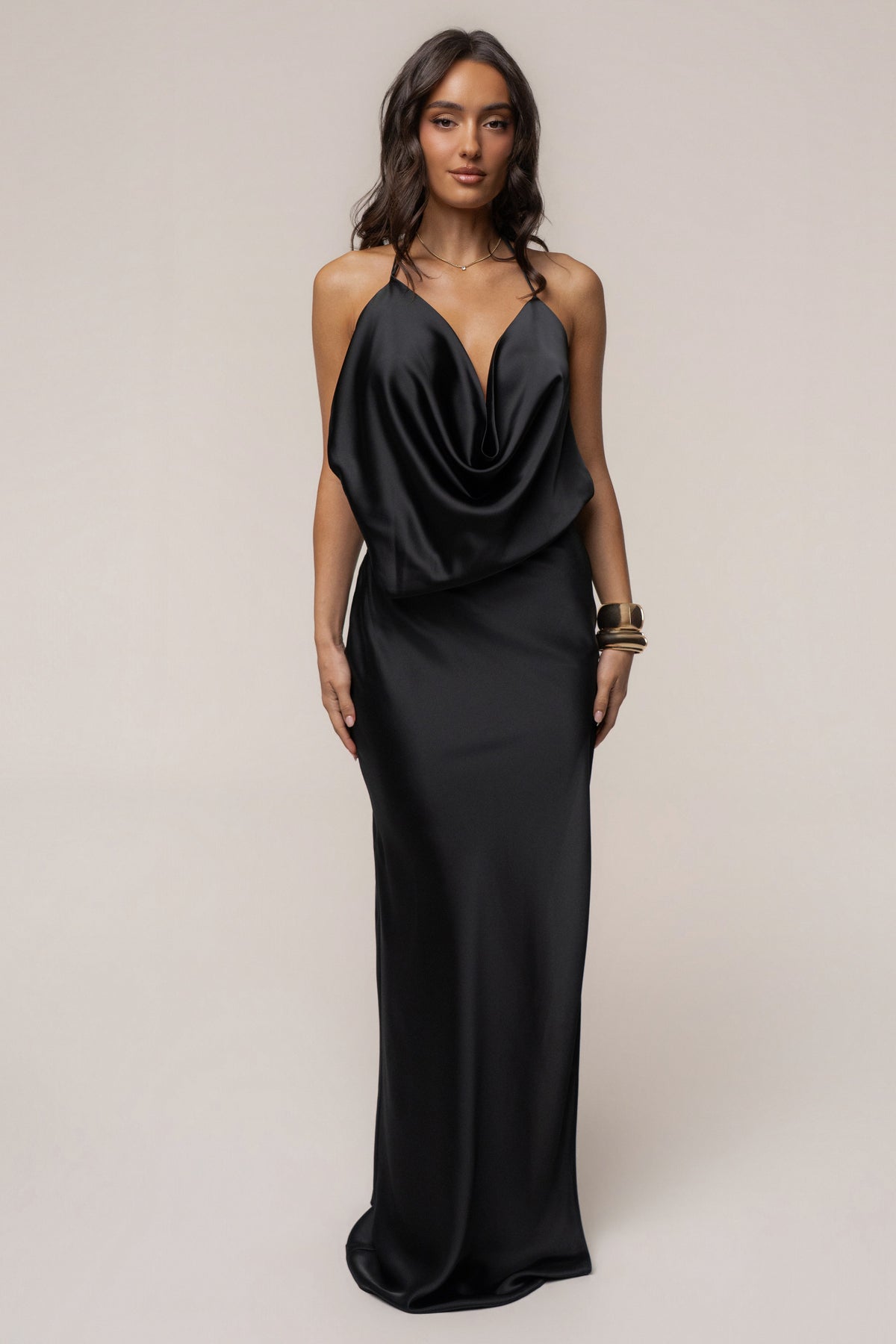 Black Delmara Cowl Maxi Dress