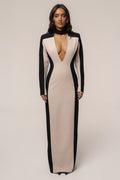 Stone/Black Opening Night Contrast Maxi Dress
