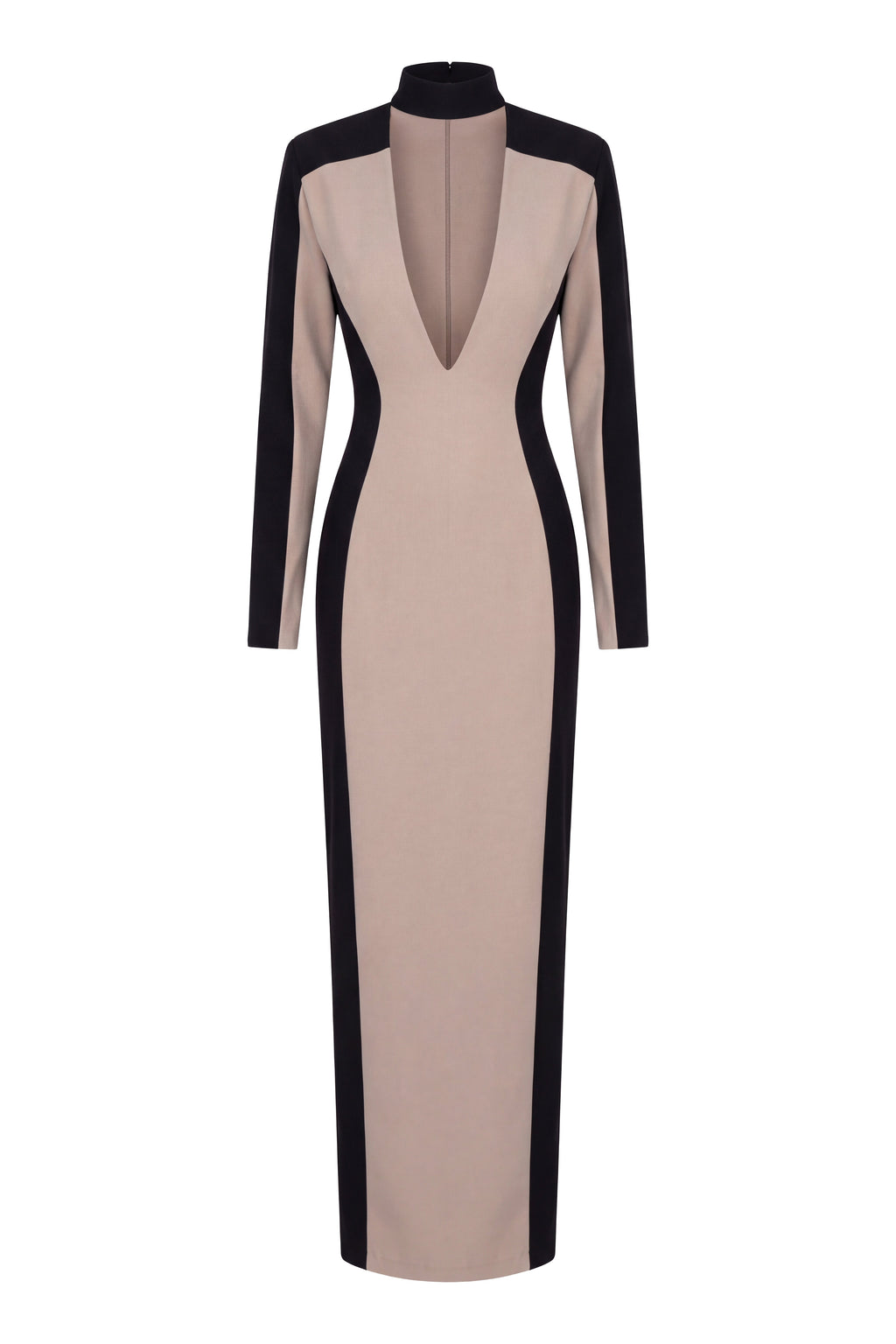 Stone/Black Opening Night Contrast Maxi Dress