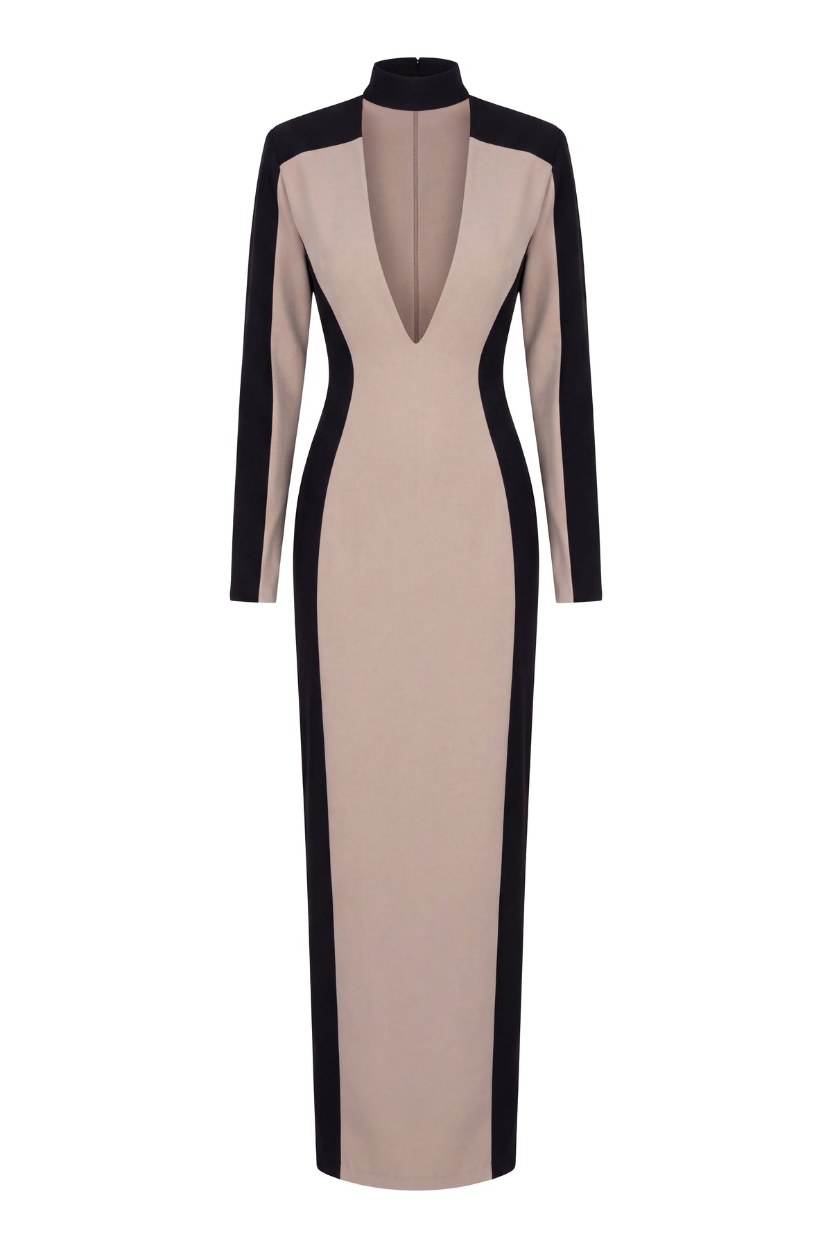 Stone/Black Opening Night Contrast Maxi Dress