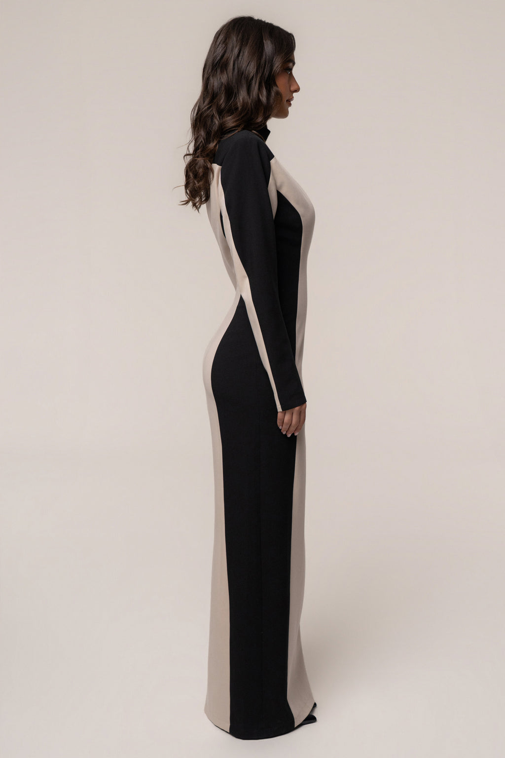 Stone/Black Opening Night Contrast Maxi Dress