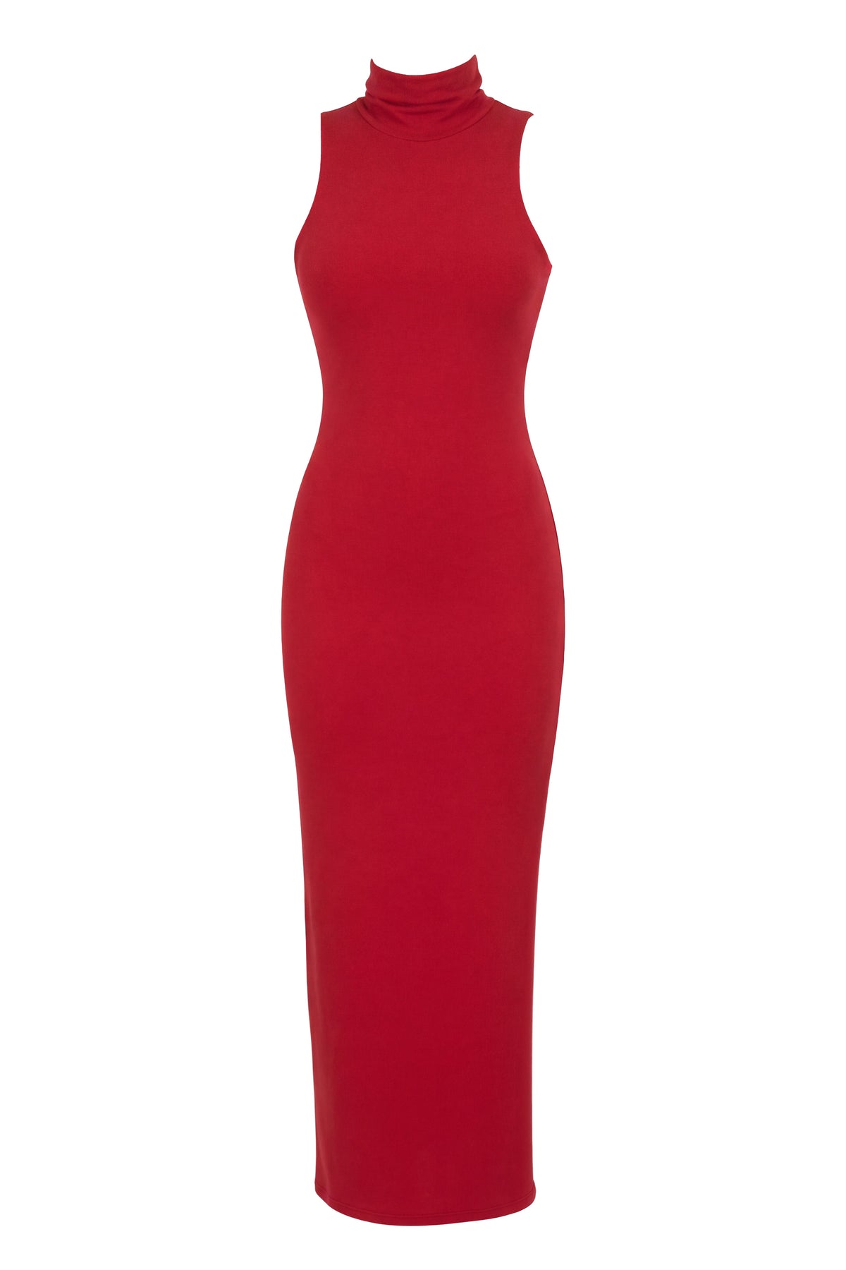 Red Classic Turtleneck Maxi Dress