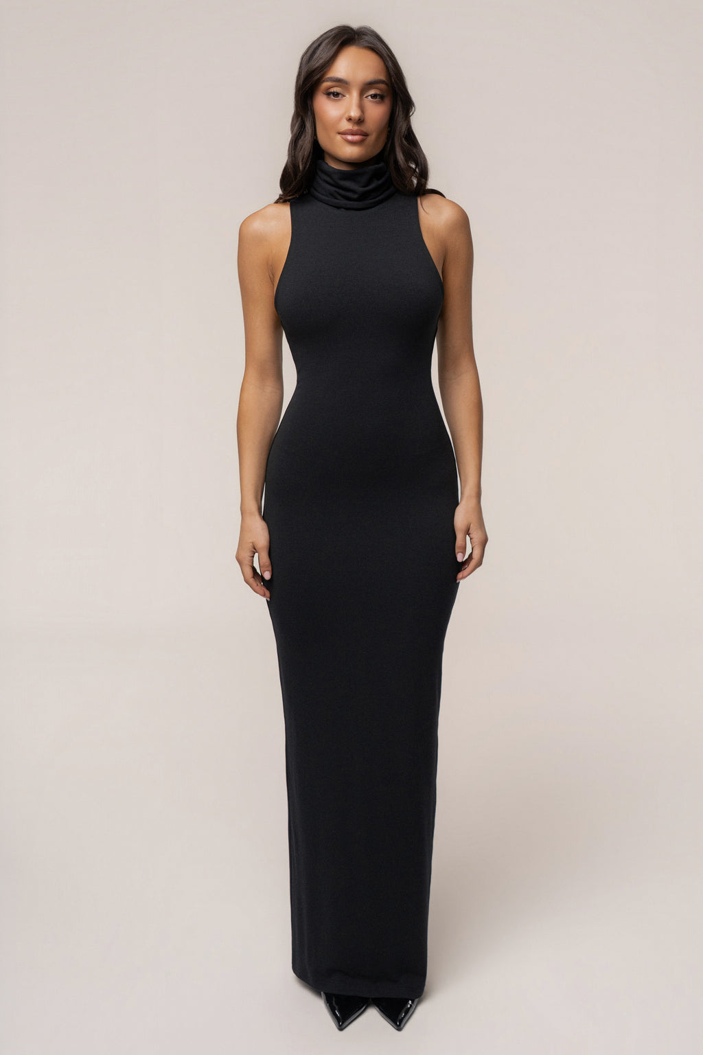 Black Classic Turtleneck Maxi Dress