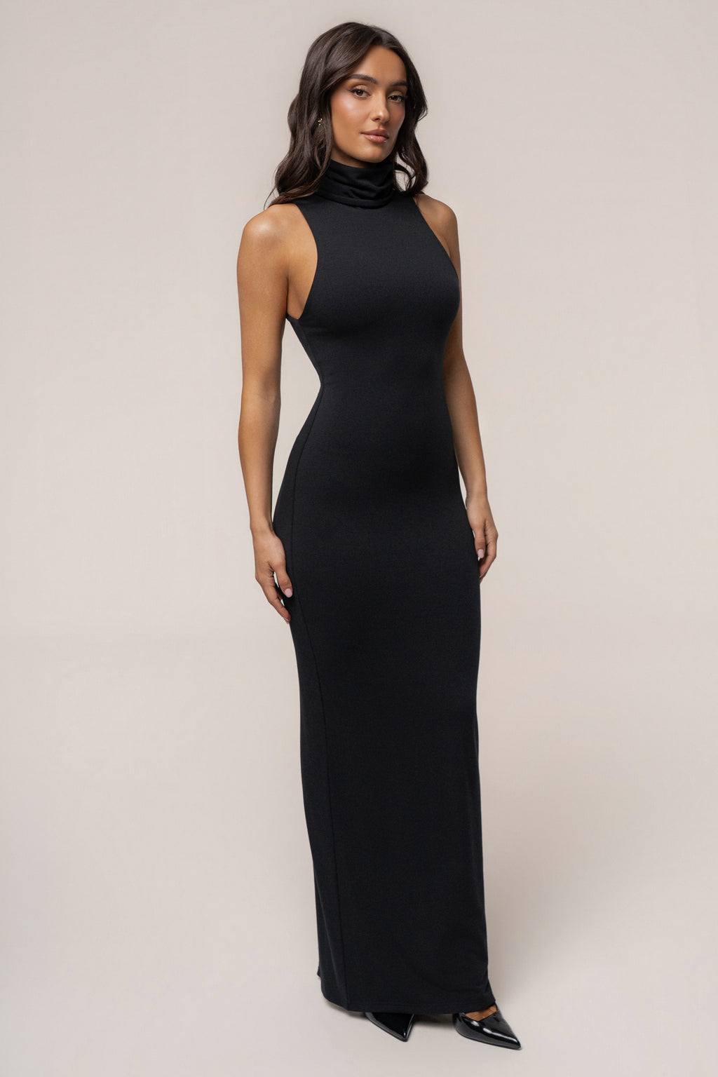 Black Classic Turtleneck Maxi Dress