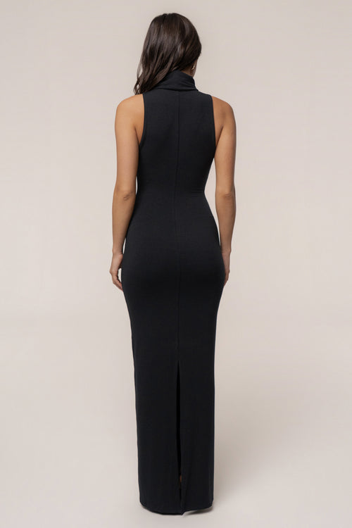 Black Classic Turtleneck Maxi Dress