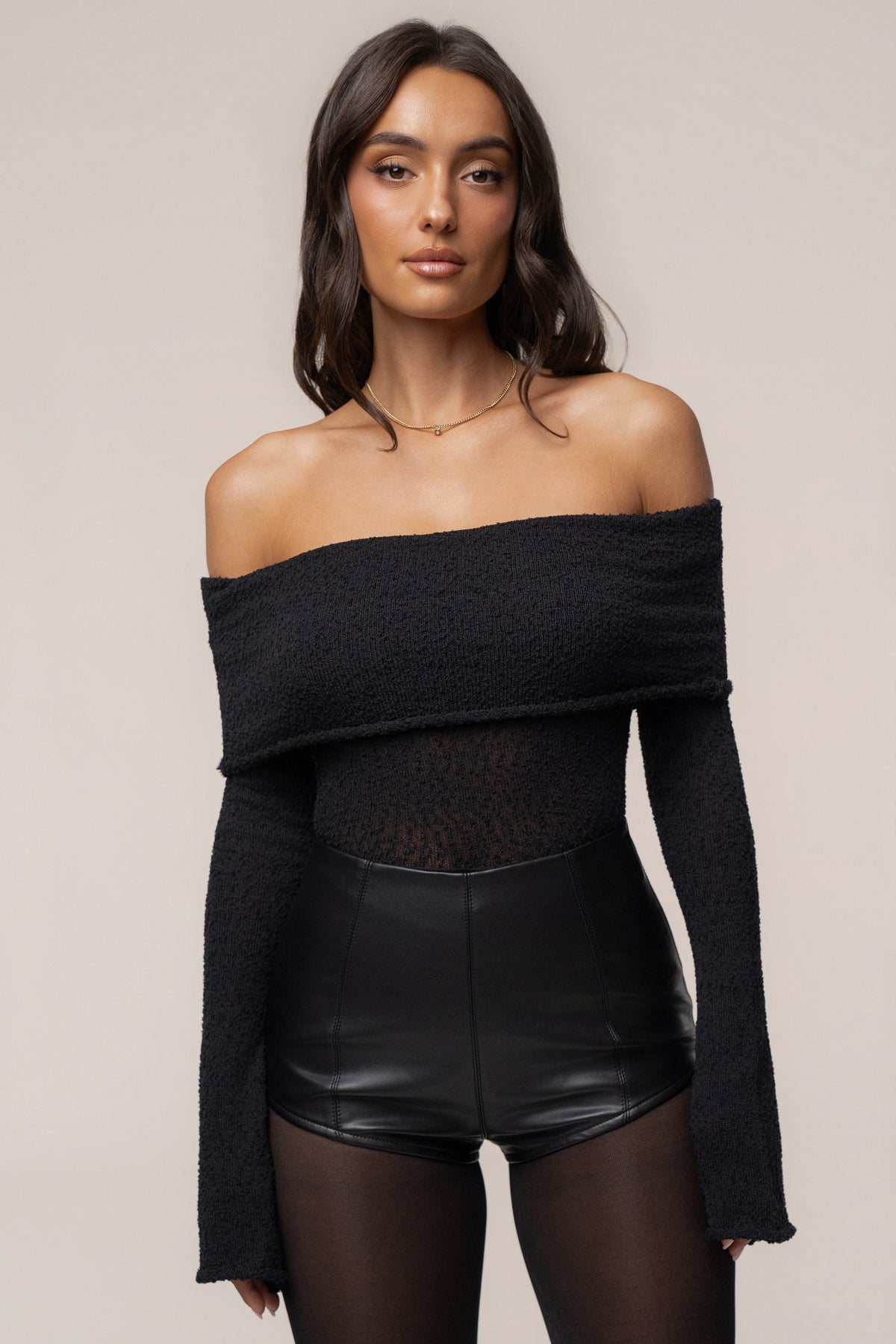 Black Soft Touch Knit Crop Top