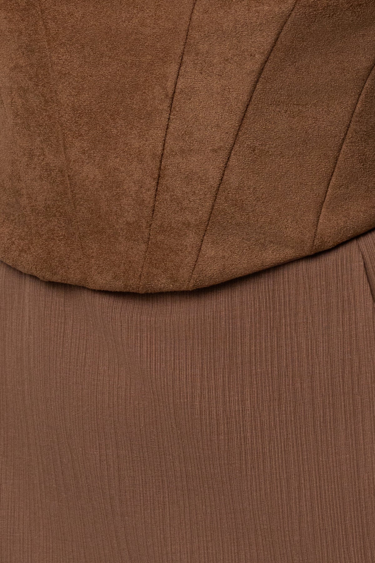 Pecan Hourglass Suede Maxi Dress