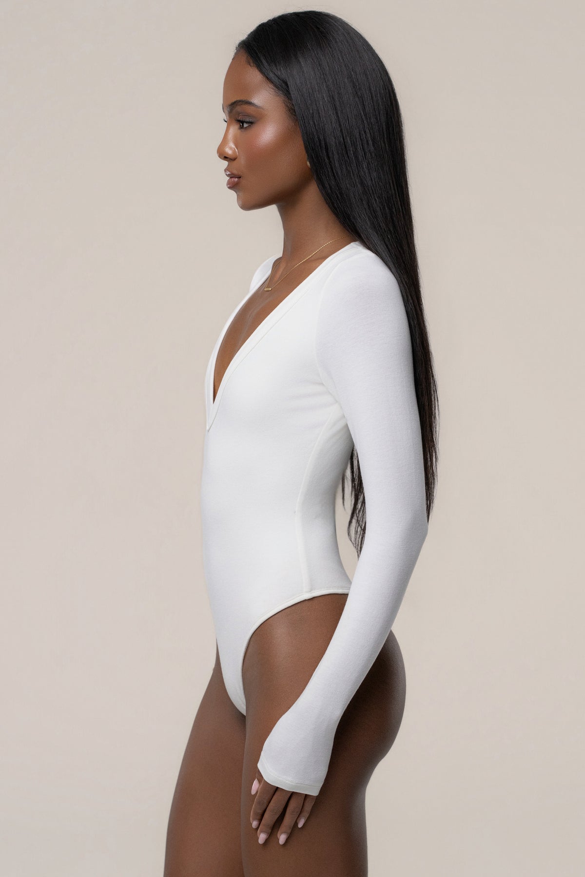 White Cherie Plunge Bodysuit