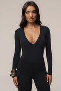 Black Cherie Plunge Bodysuit